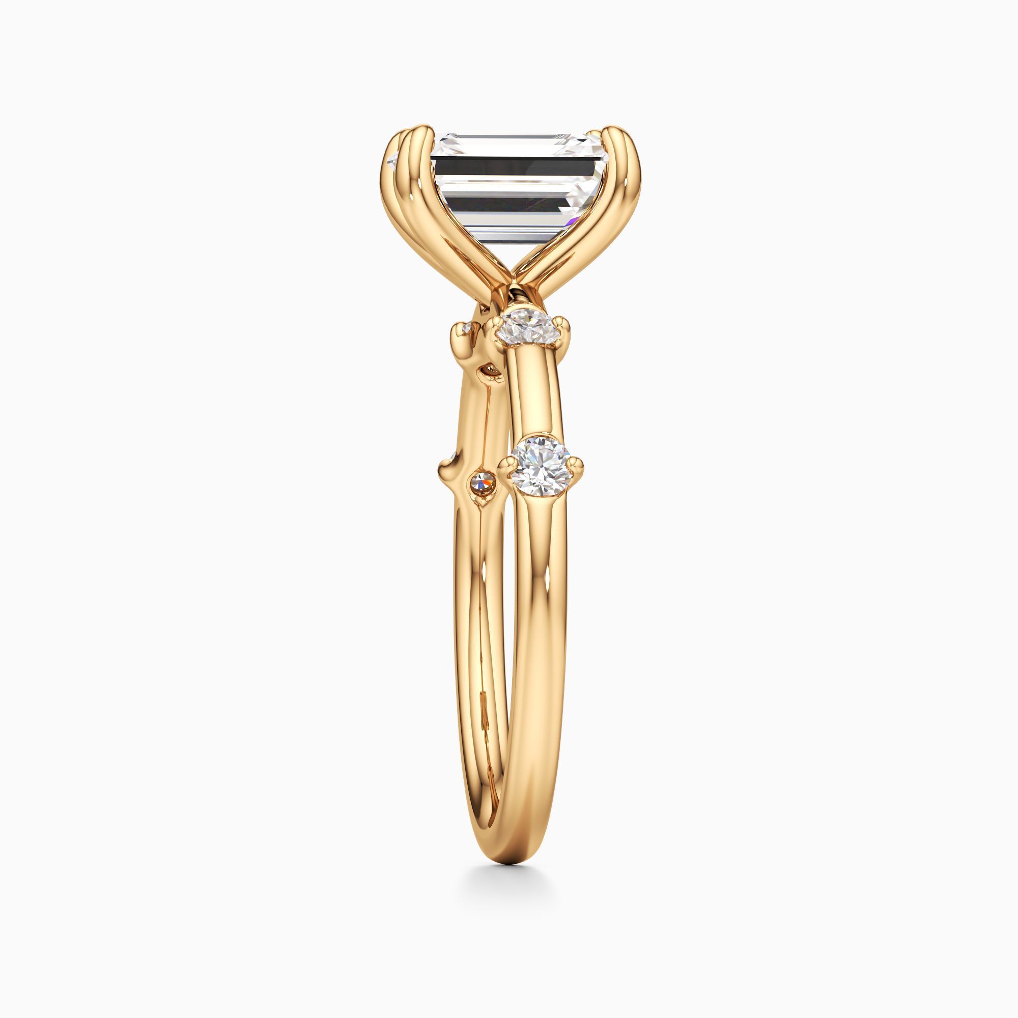 Mariah Lab Grown Diamond Emerald-Cut Engagement Ring - Side view – Image 4 of 4