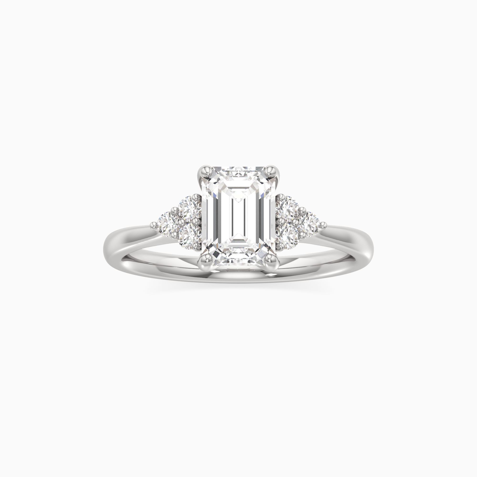 Savannah Lab Grown Diamond Emerald-Cut Engagement Ring - Through Finger view – Image 3 of 4