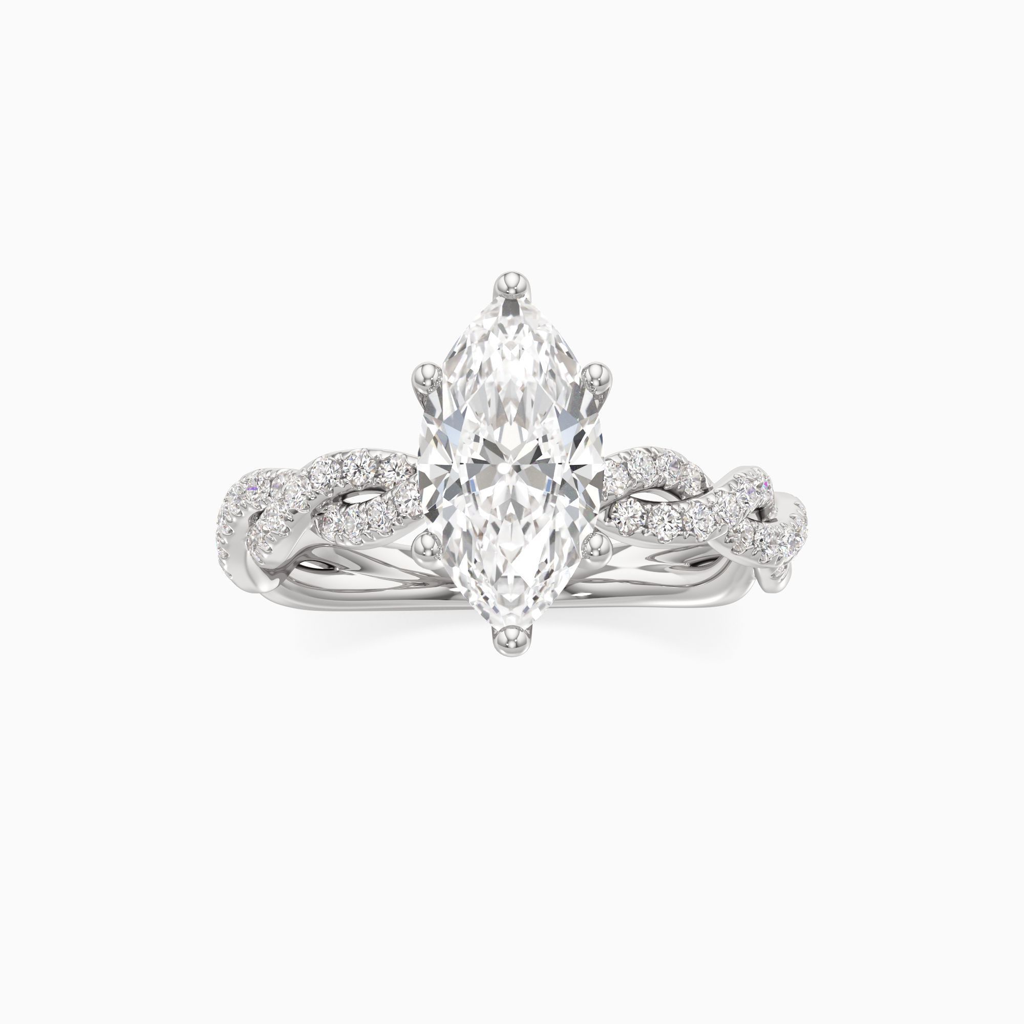 Gilda Lab Grown Diamond Marquise-Cut Engagement Ring - Through Finger view – Image 3 of 4