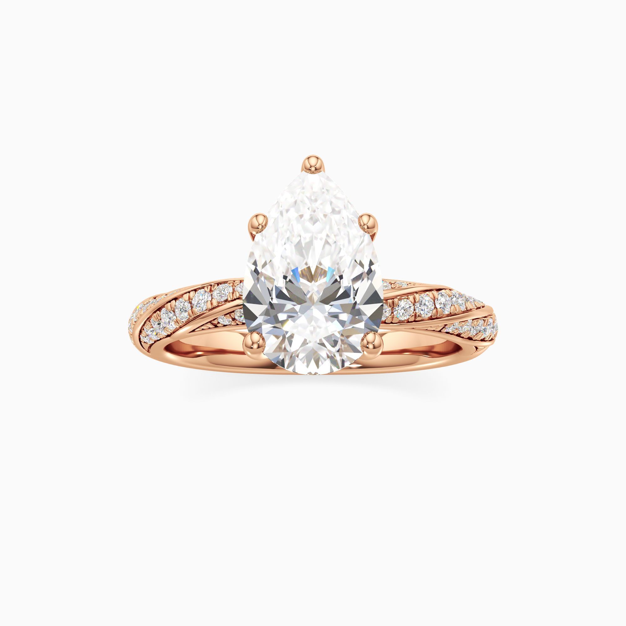 Juliette Lab Grown Diamond Pear-Shaped Engagement Ring - Through Finger view – Image 3 of 4