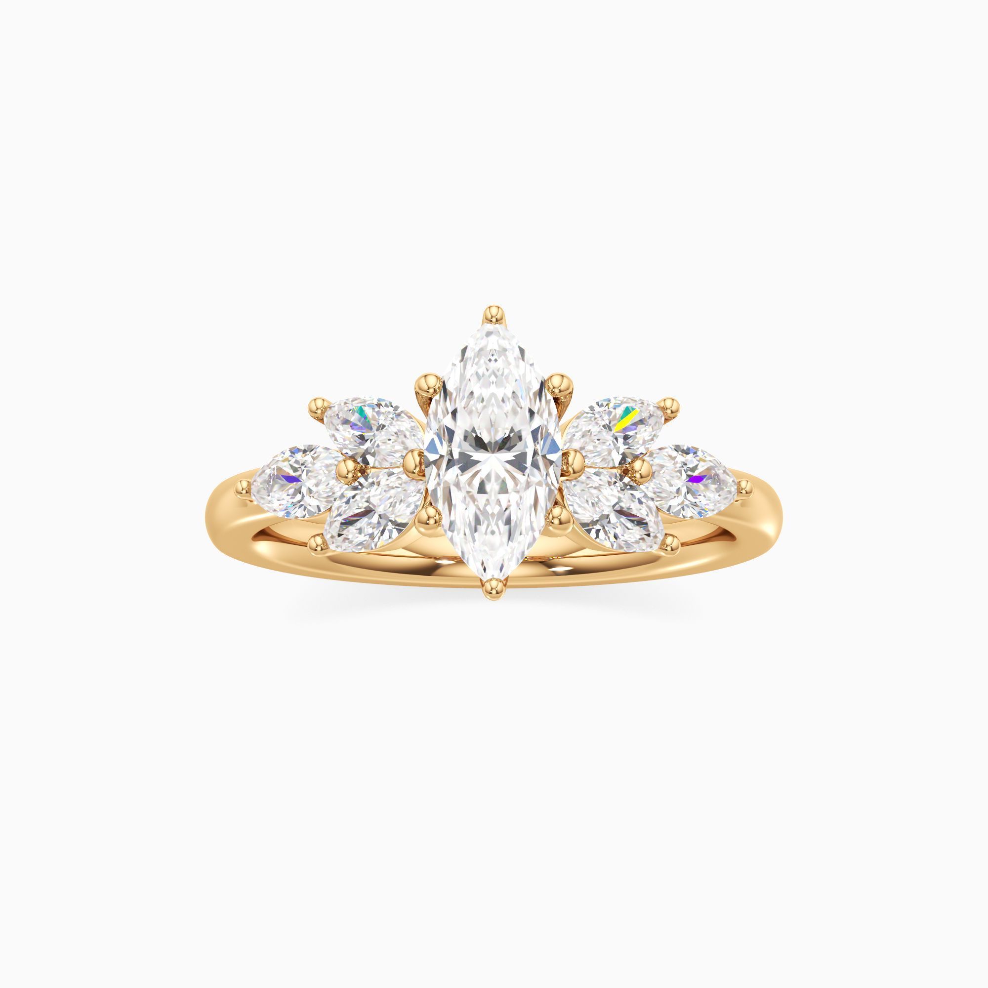 Alexa Lab Grown Diamond Marquise-Cut Engagement Ring - Through Finger view – Image 3 of 4