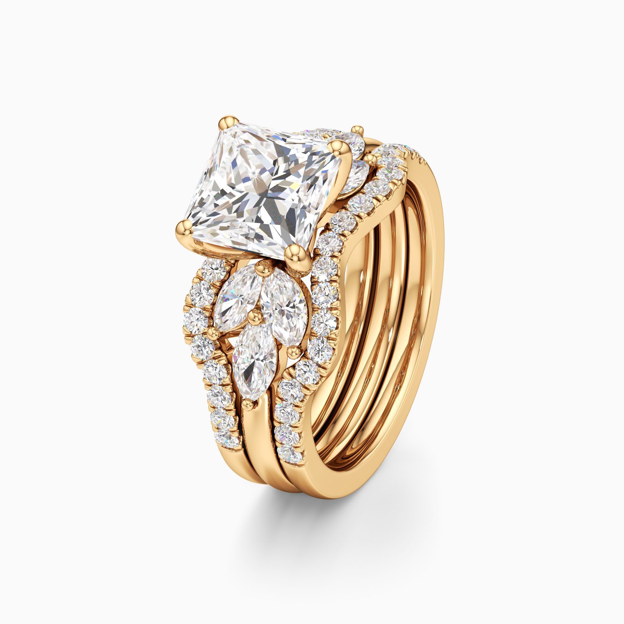 Alexa Natural Diamond Princess-Cut Engagement Ring with Wedding Bands - Primary view – Image 1 of 4