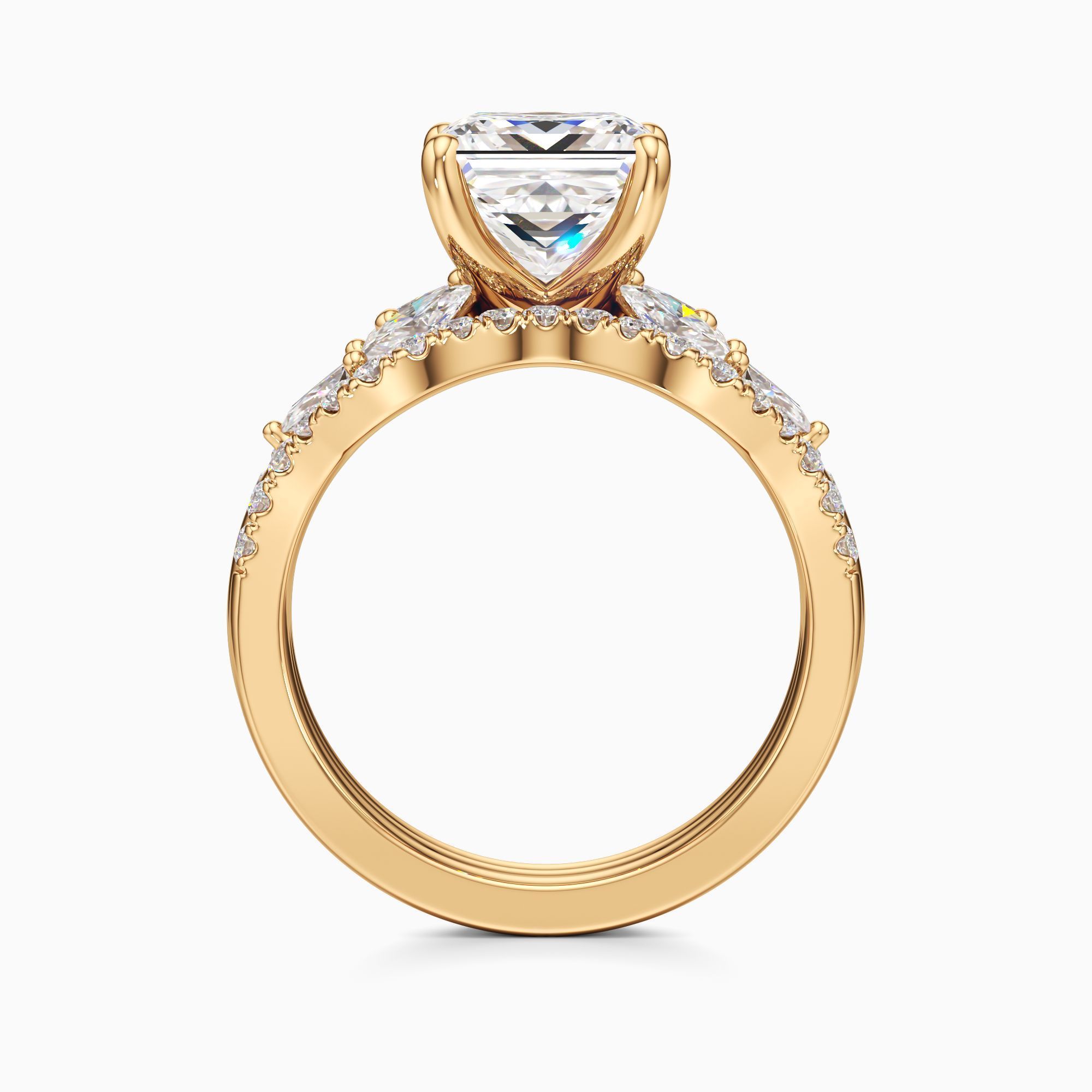 Alexa Natural Diamond Princess-Cut Engagement Ring with Wedding Bands - Top view – Image 2 of 4