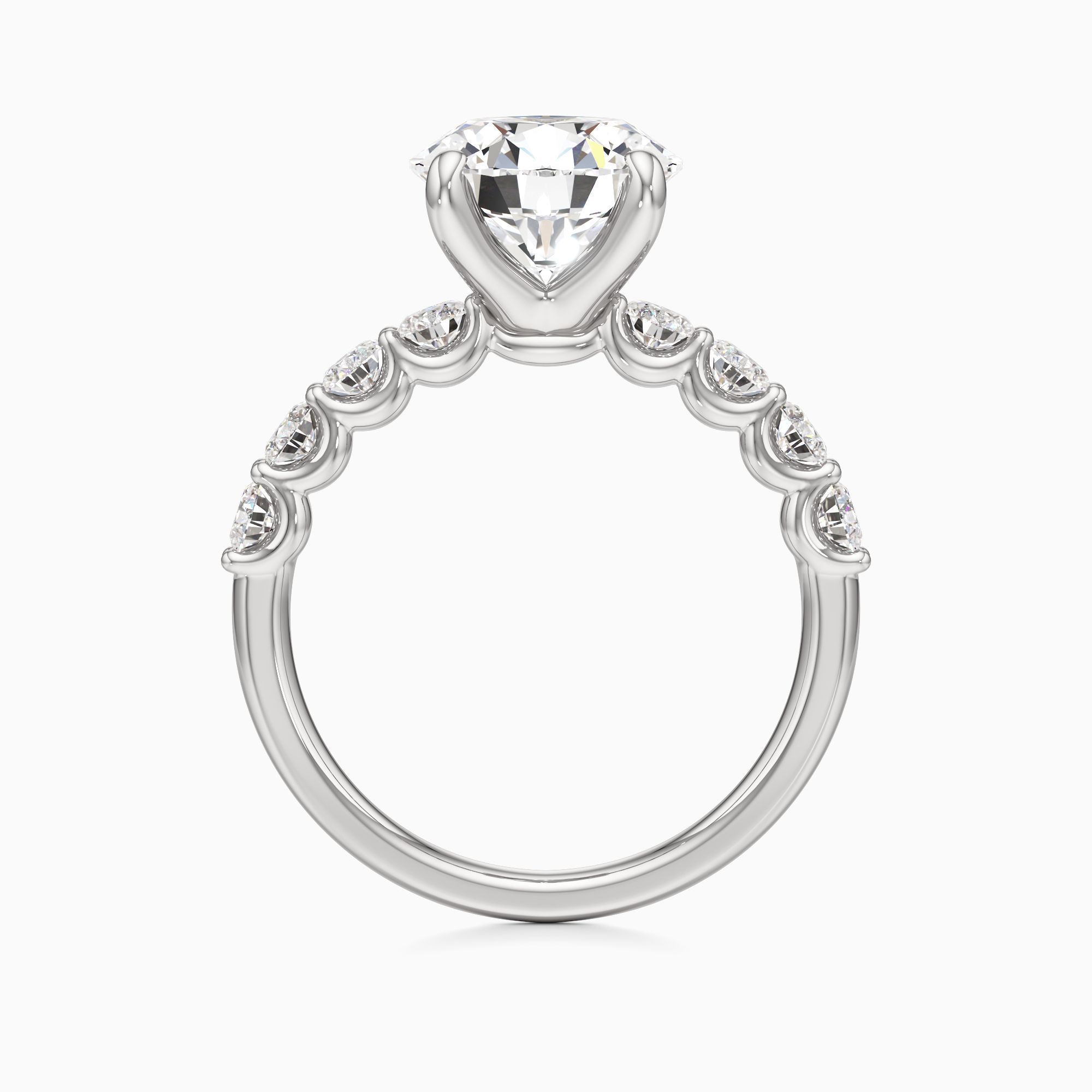 Zephyr Lab Grown Diamond Round Engagement Ring - Top view – Image 2 of 4