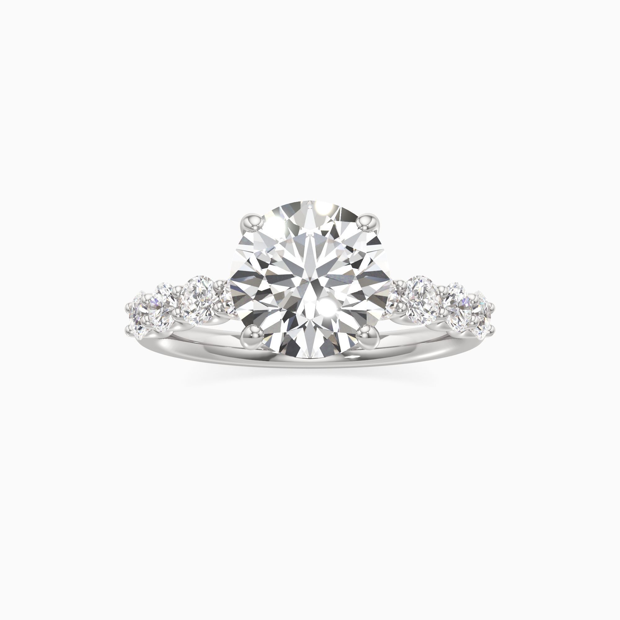 Zephyr Lab Grown Diamond Round Engagement Ring - Through Finger view – Image 3 of 4