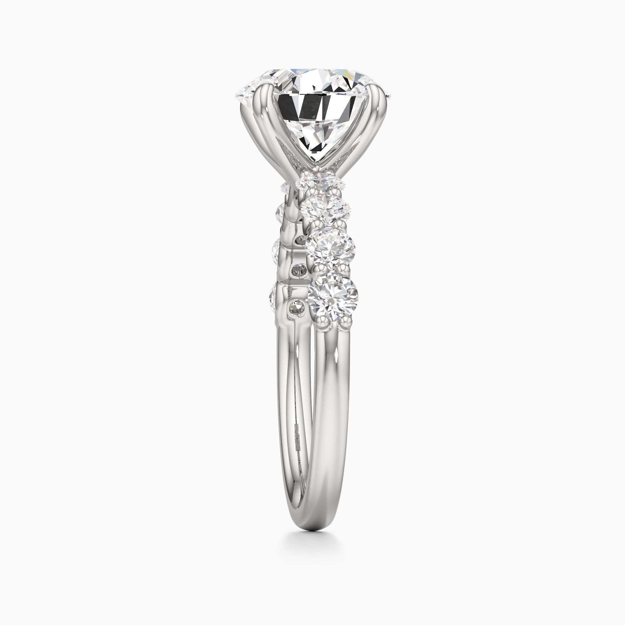 Zephyr Lab Grown Diamond Round Engagement Ring - Side view – Image 4 of 4