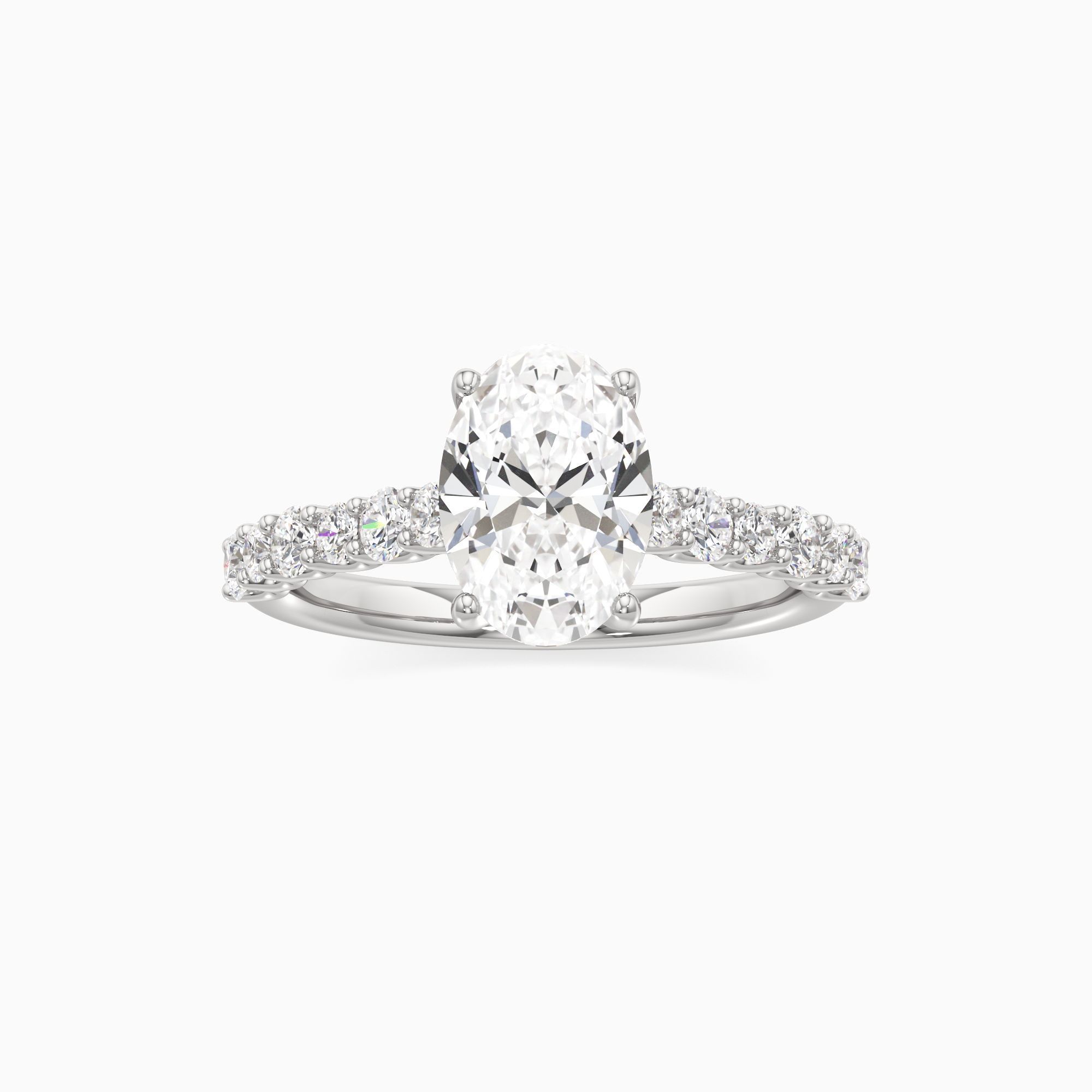 Celeste Lab Grown Diamond Oval Engagement Ring - Through Finger view – Image 3 of 4