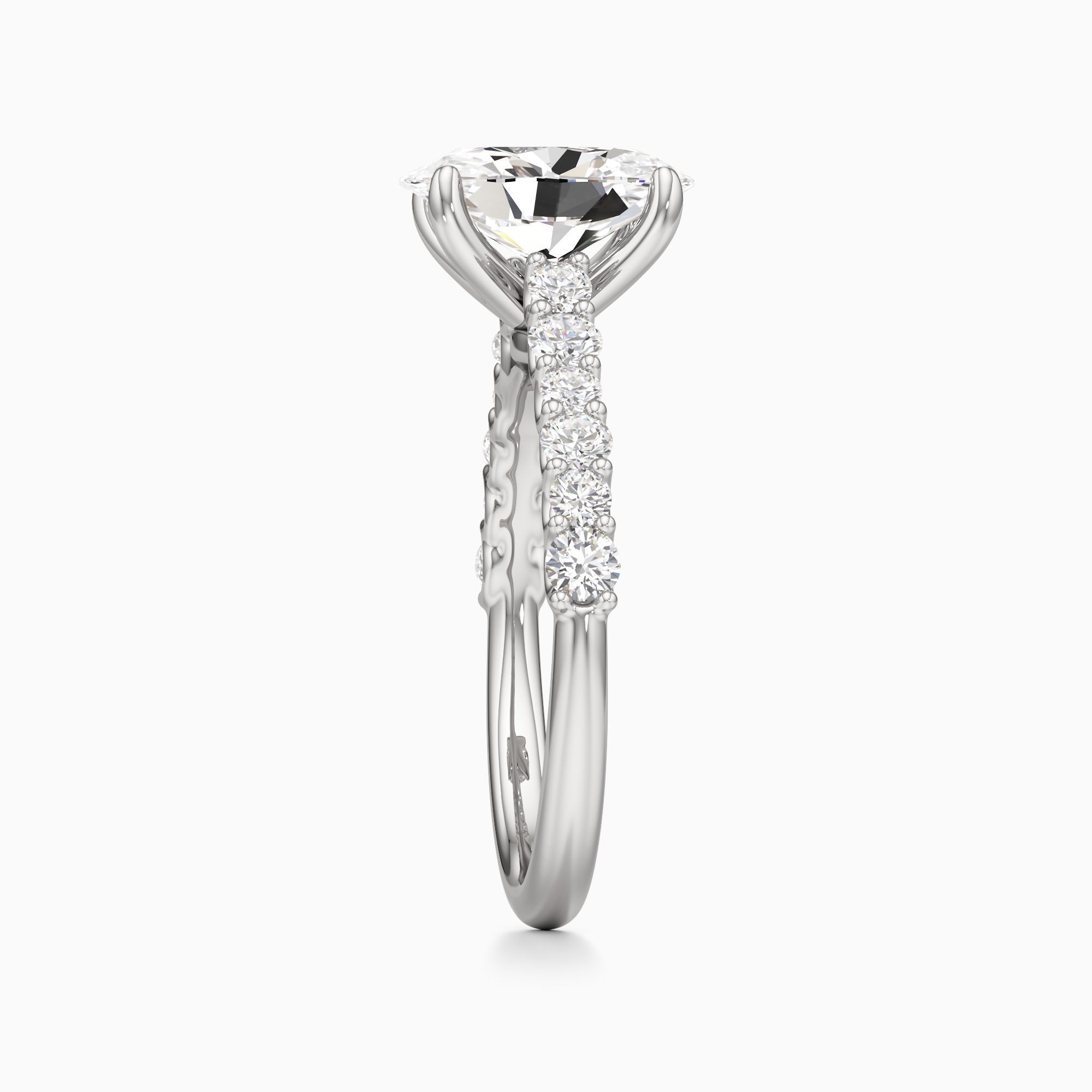 Celeste Lab Grown Diamond Oval Engagement Ring - Side view – Image 4 of 4