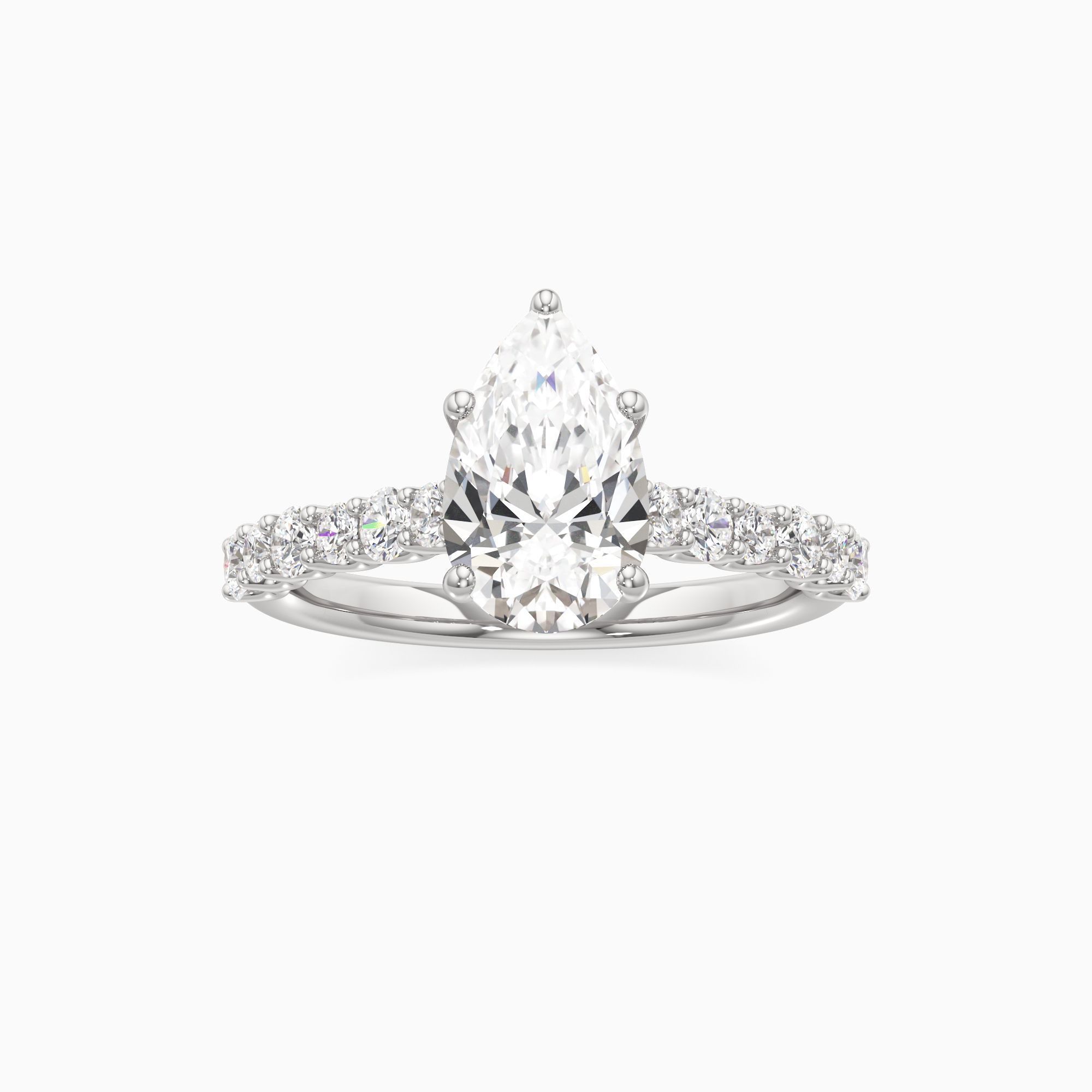 Celeste Lab Grown Diamond Pear-Shaped Engagement Ring - Through Finger view – Image 3 of 4