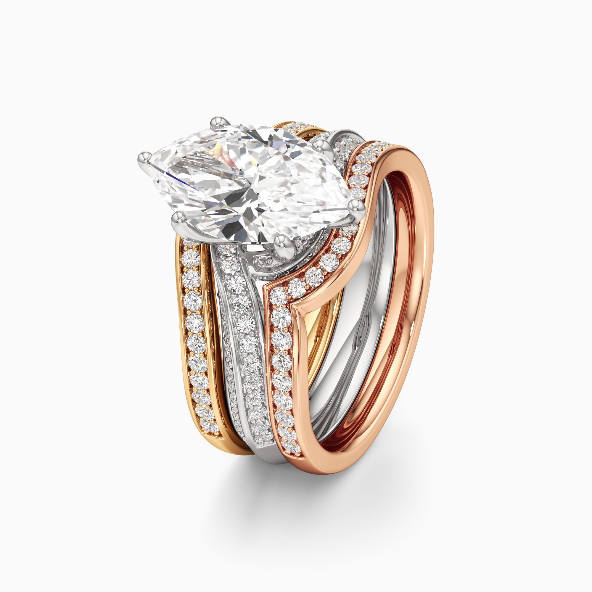 Yara Lab Grown Diamond Marquise-Cut Engagement Ring with Wedding Bands - Primary view – Image 1 of 4