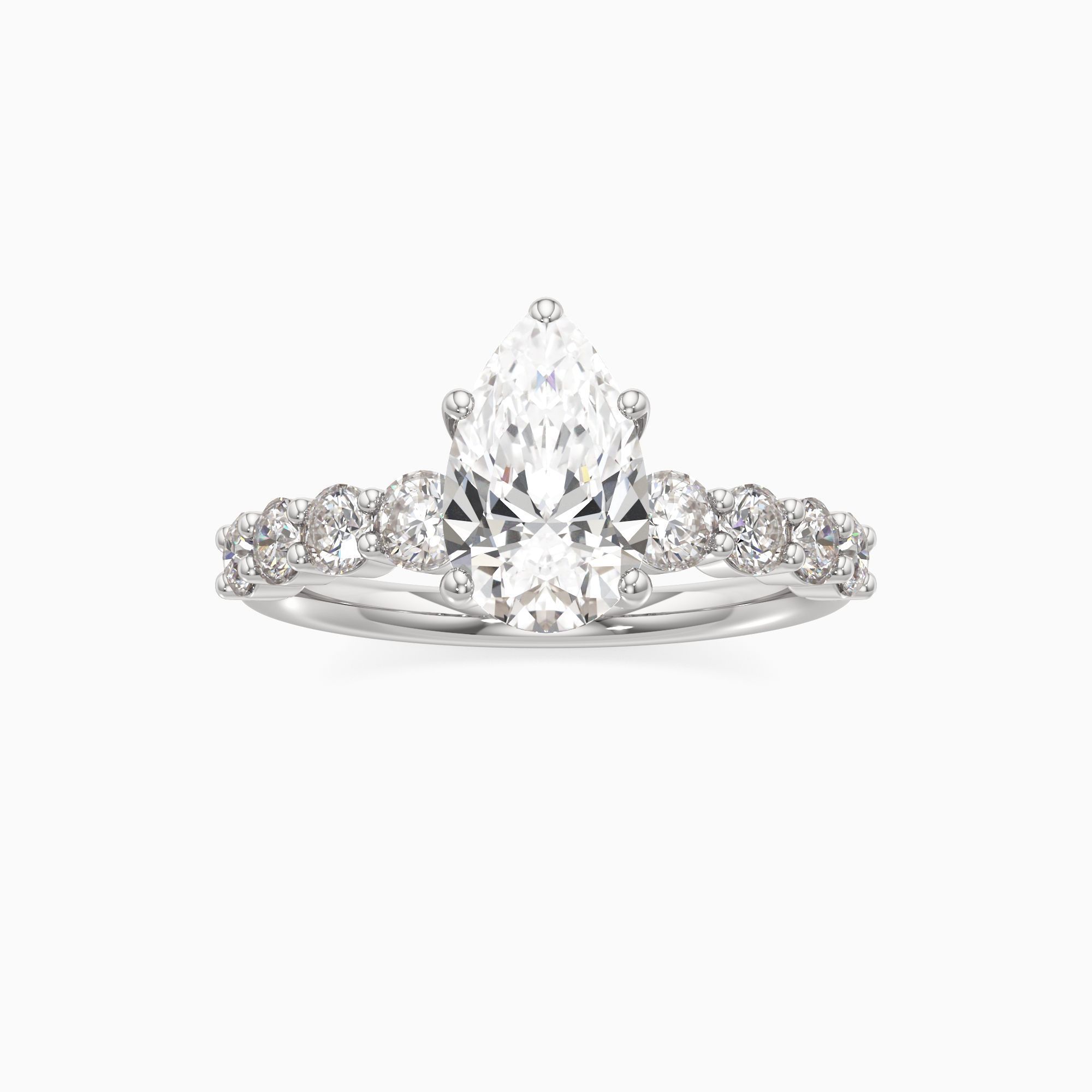 Linda Lab Grown Diamond Pear-Shaped Engagement Ring - Through Finger view – Image 3 of 4
