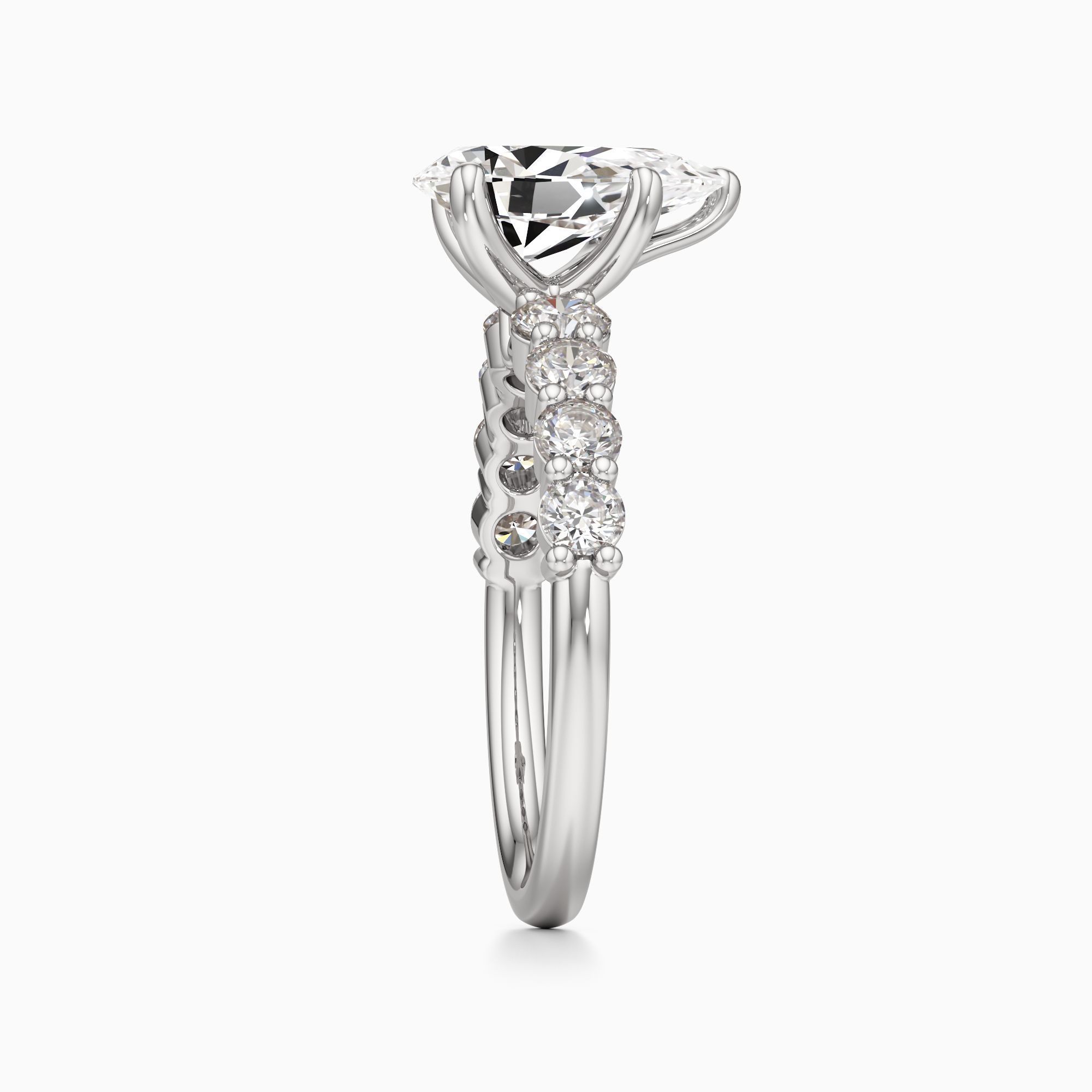 Linda Lab Grown Diamond Pear-Shaped Engagement Ring - Side view – Image 4 of 4