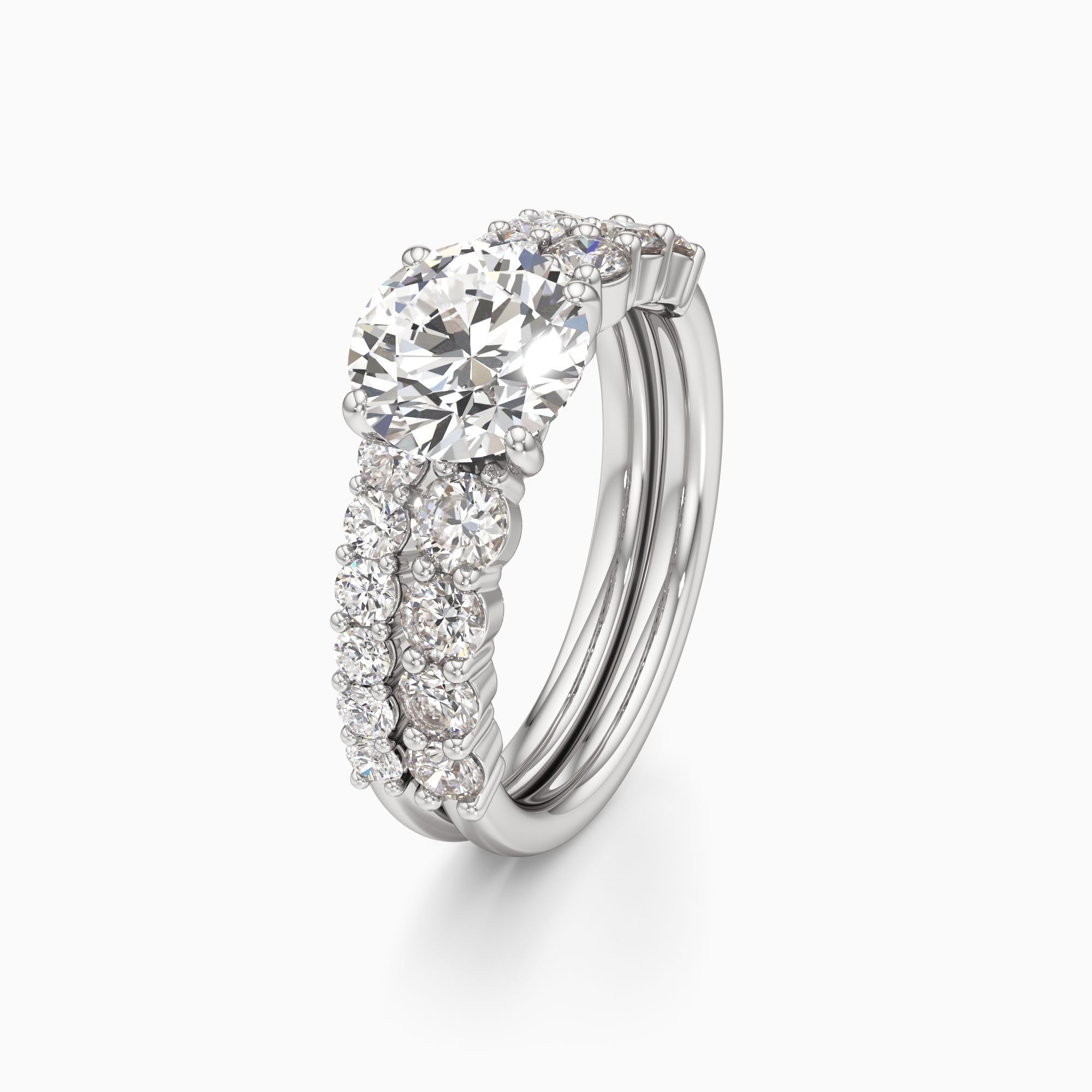 Linda Lab Grown Diamond Round Engagement Ring with Wedding Band - Primary view – Image 1 of 4