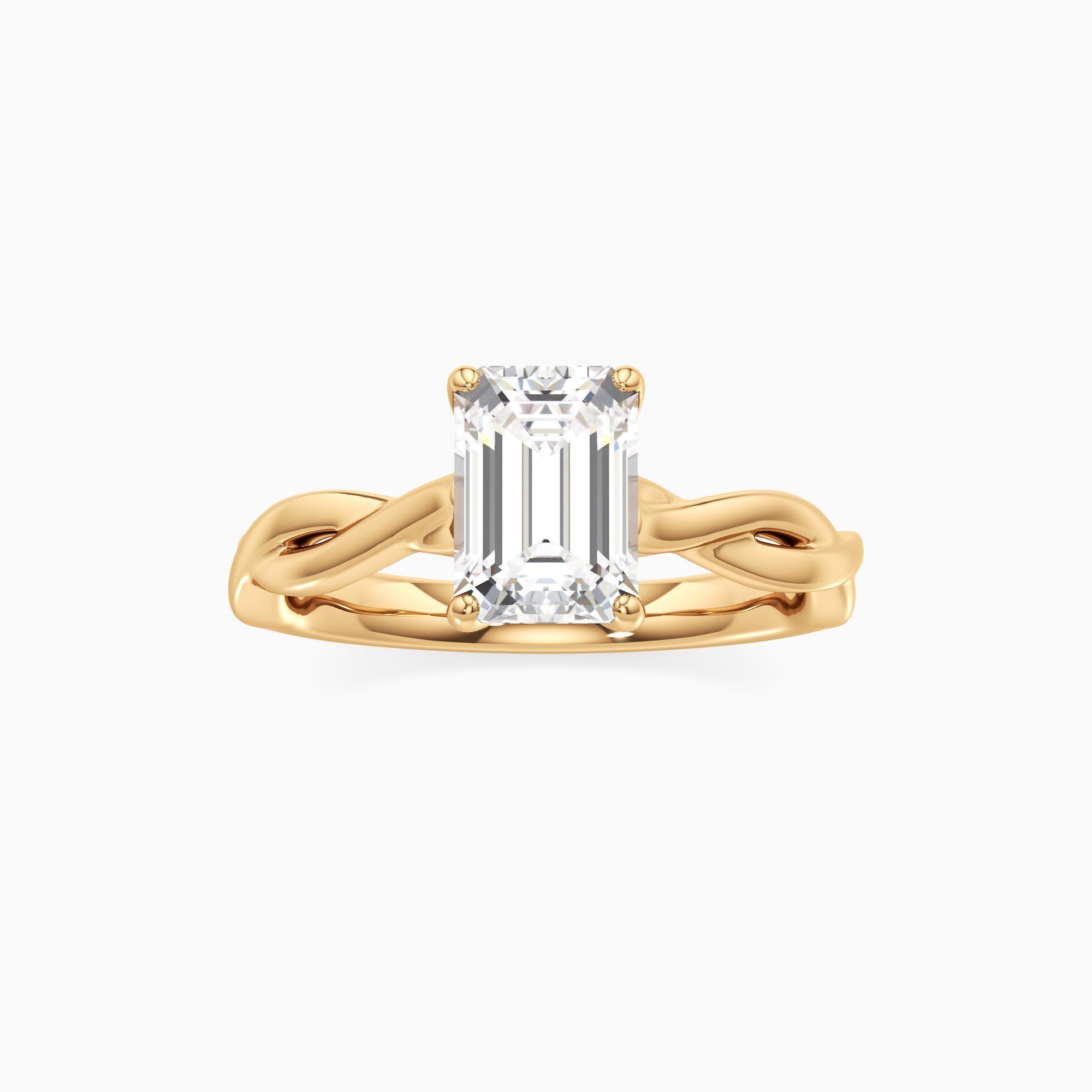 Carmel Lab Grown Diamond Emerald-Cut Engagement Ring - Through Finger view – Image 3 of 4