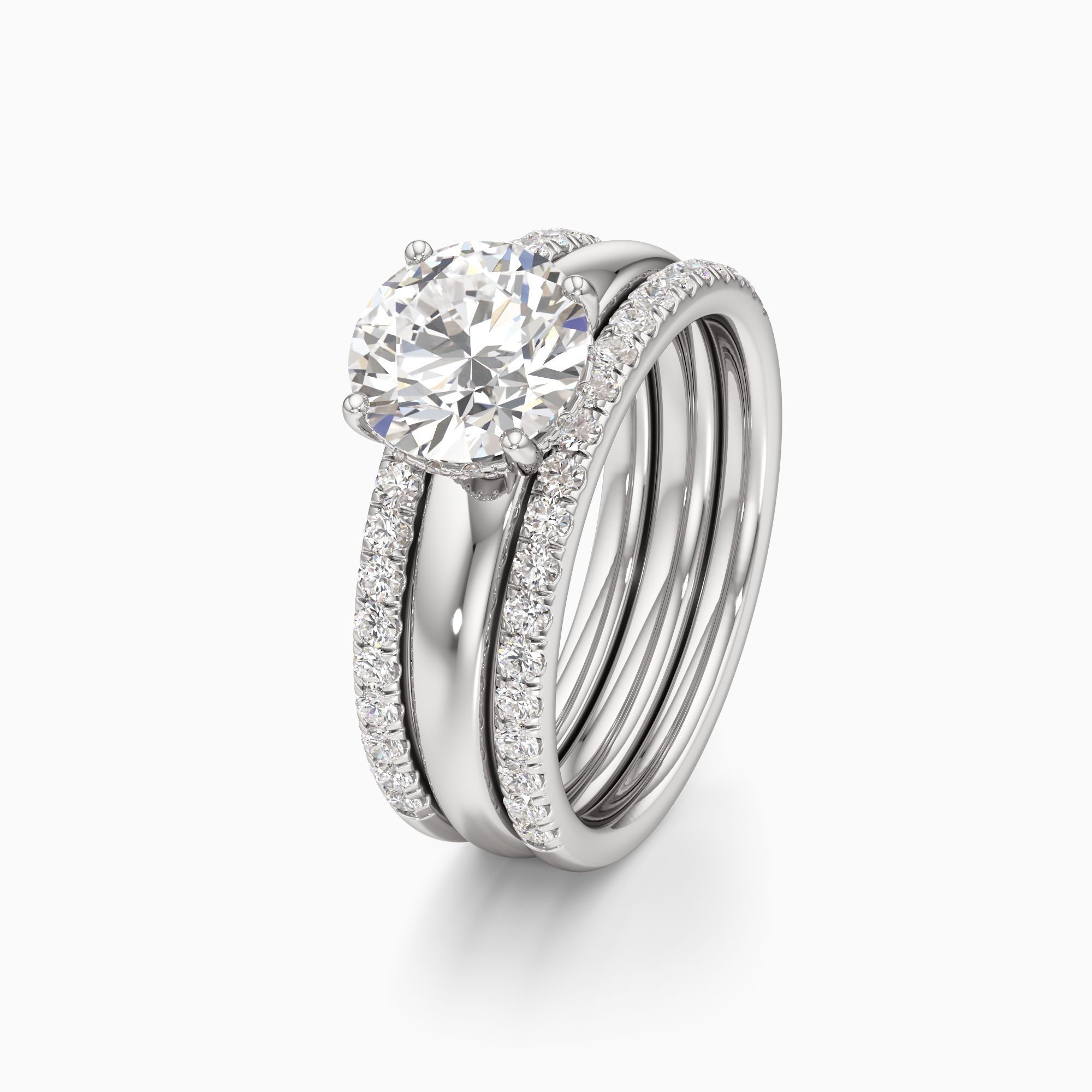 Mimi Lab Grown Diamond Round Engagement Ring with Wedding Bands - Primary view – Image 1 of 4