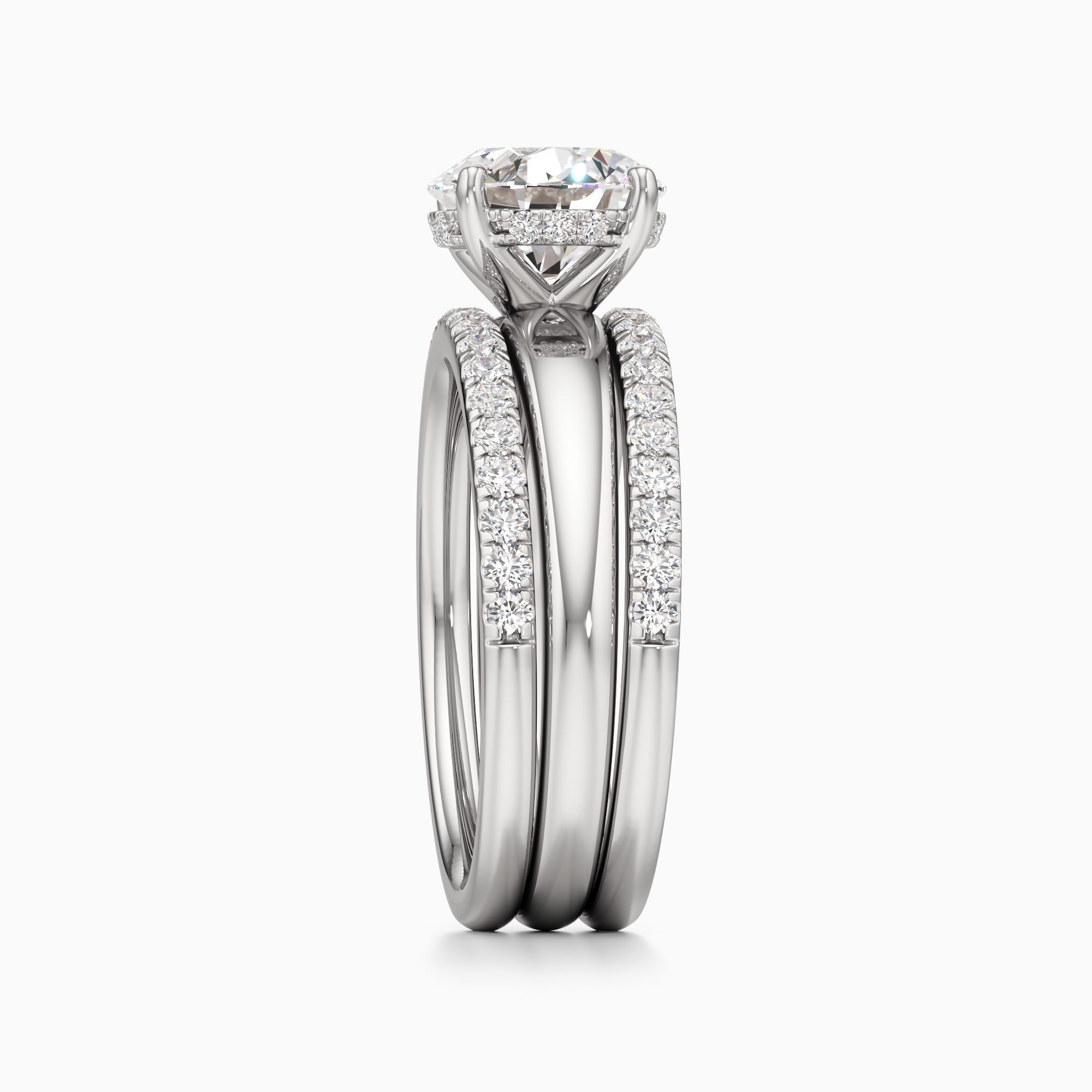 Mimi Lab Grown Diamond Round Engagement Ring with Wedding Bands - Side view – Image 4 of 4