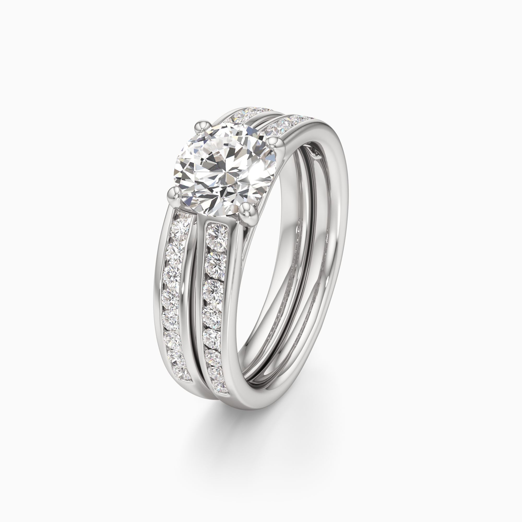Calypso Lab Grown Diamond Round Engagement Ring with Wedding Band - Primary view – Image 1 of 4