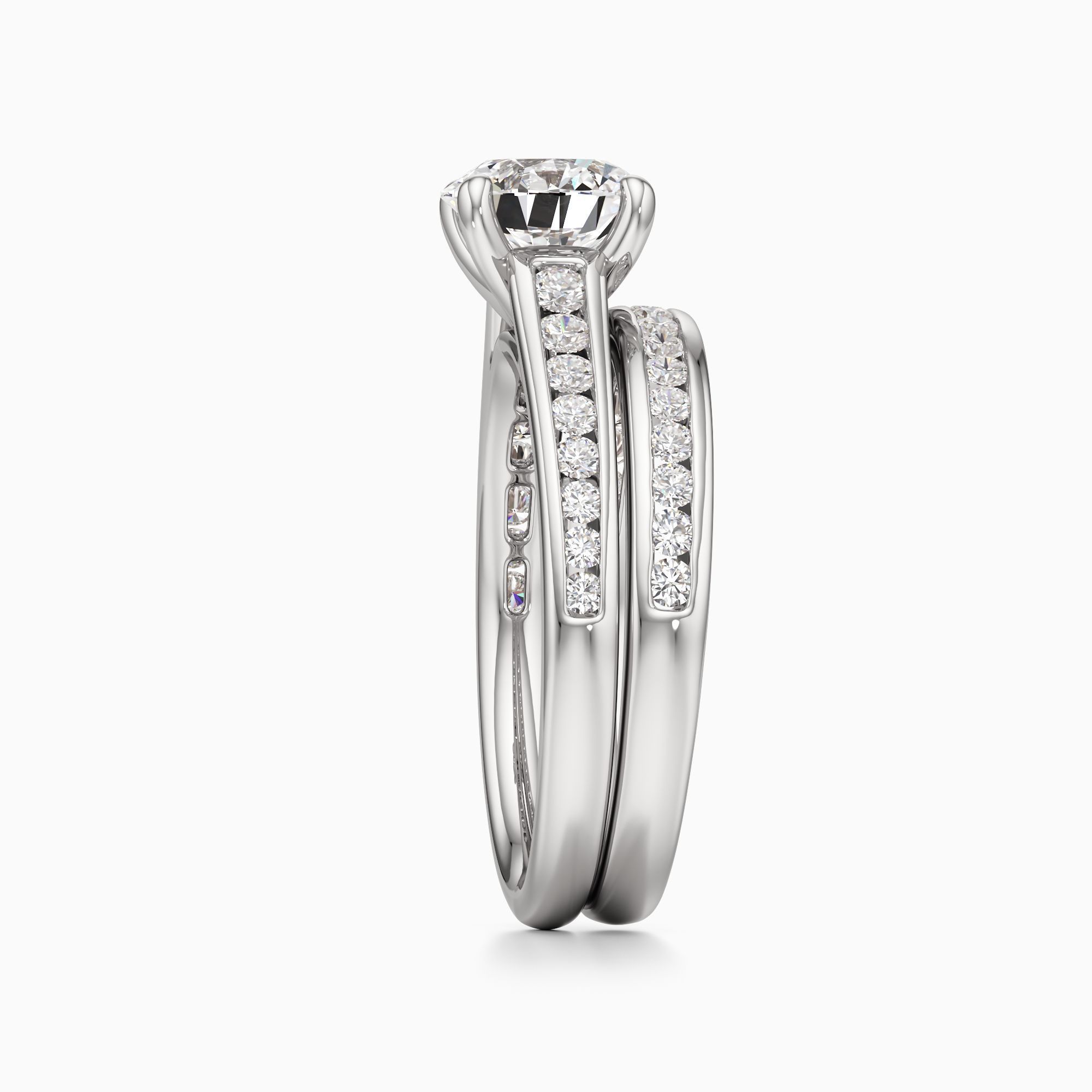 Calypso Lab Grown Diamond Round Engagement Ring with Wedding Band - Side view – Image 4 of 4