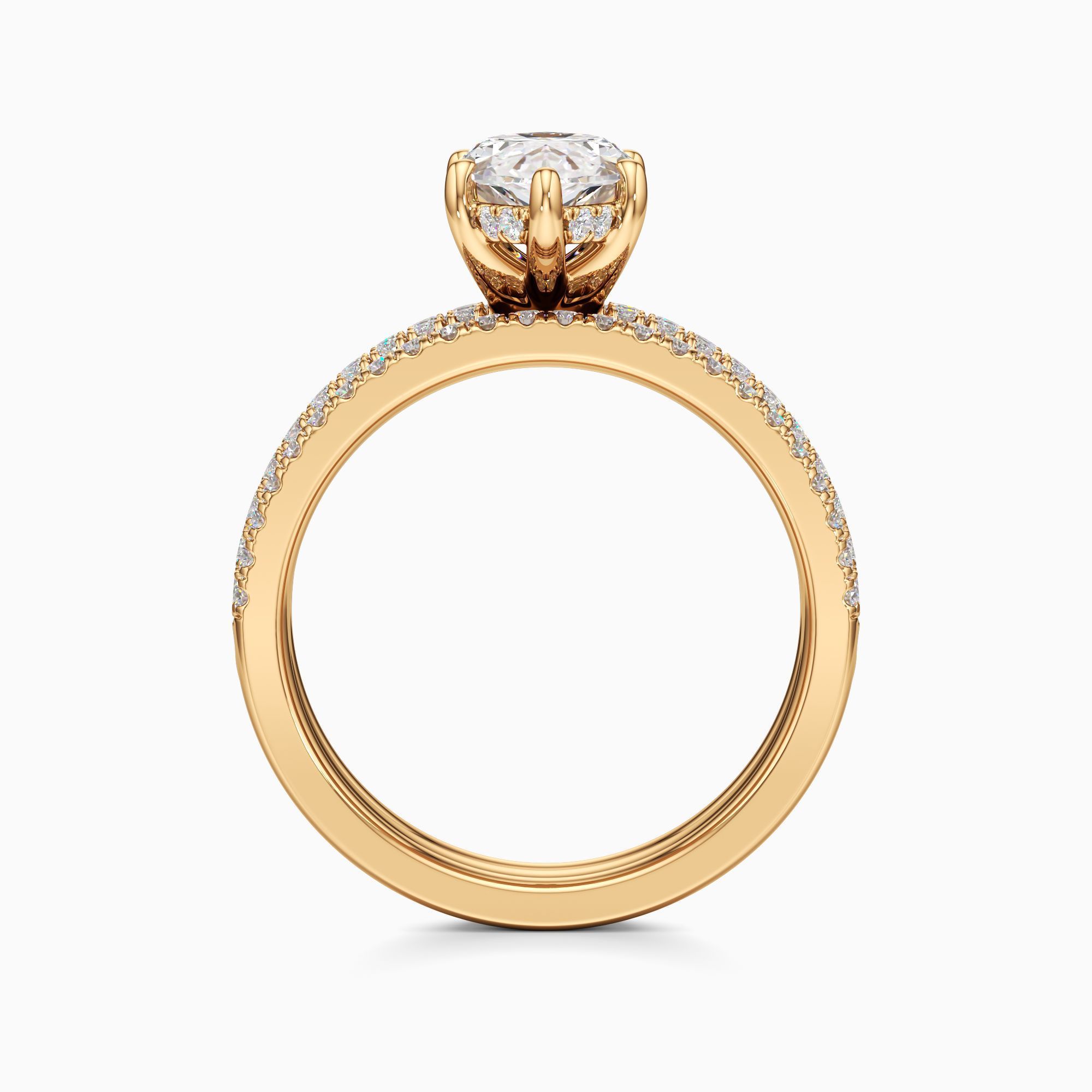 Brittany 6 Prong Hidden Halo Lab Grown Diamond Marquise-Cut Engagement Ring with Wedding Bands - Top view – Image 2 of 4