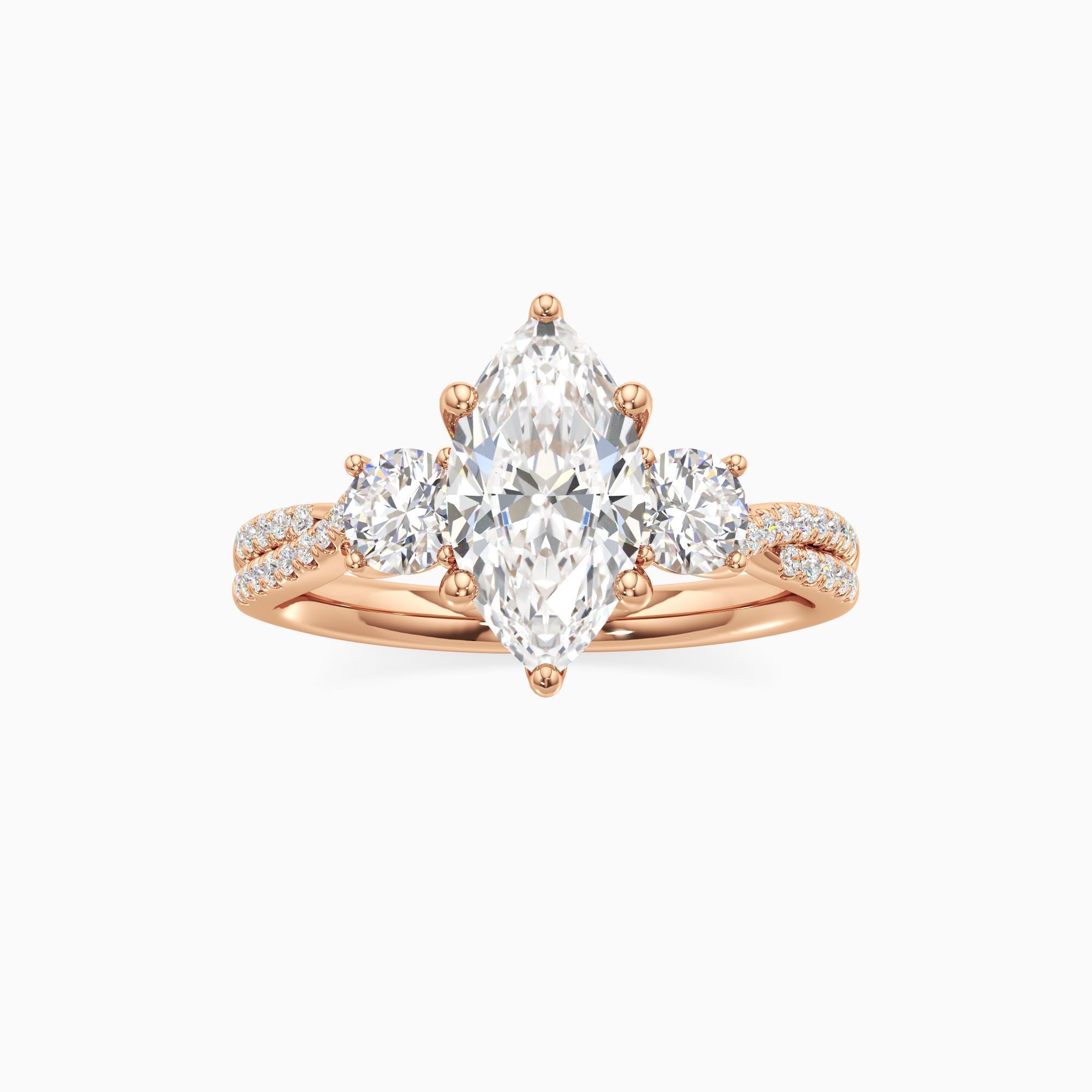 Paola Lab Grown Diamond Marquise-Cut Engagement Ring - Through Finger view – Image 3 of 4