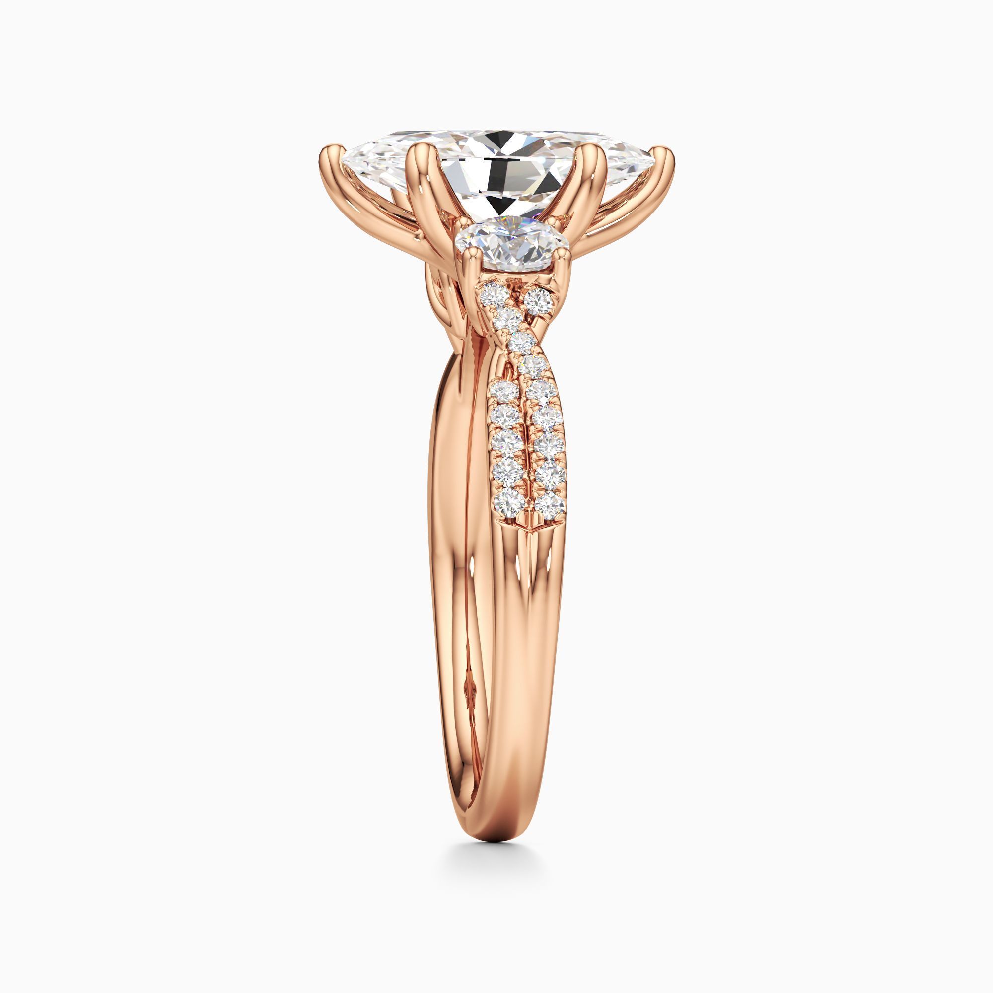 Paola Lab Grown Diamond Marquise-Cut Engagement Ring - Side view – Image 4 of 4