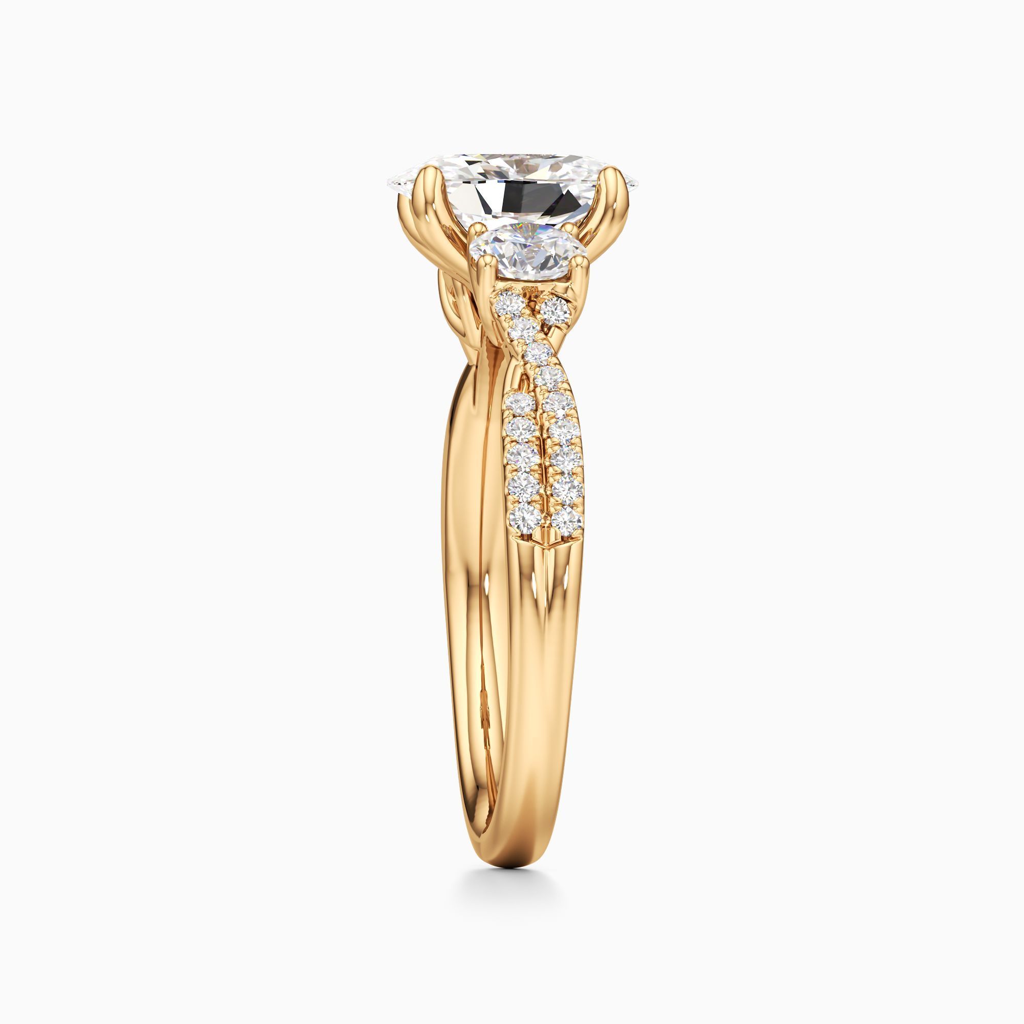 Paola Lab Grown Diamond Oval Engagement Ring - Side view – Image 4 of 4
