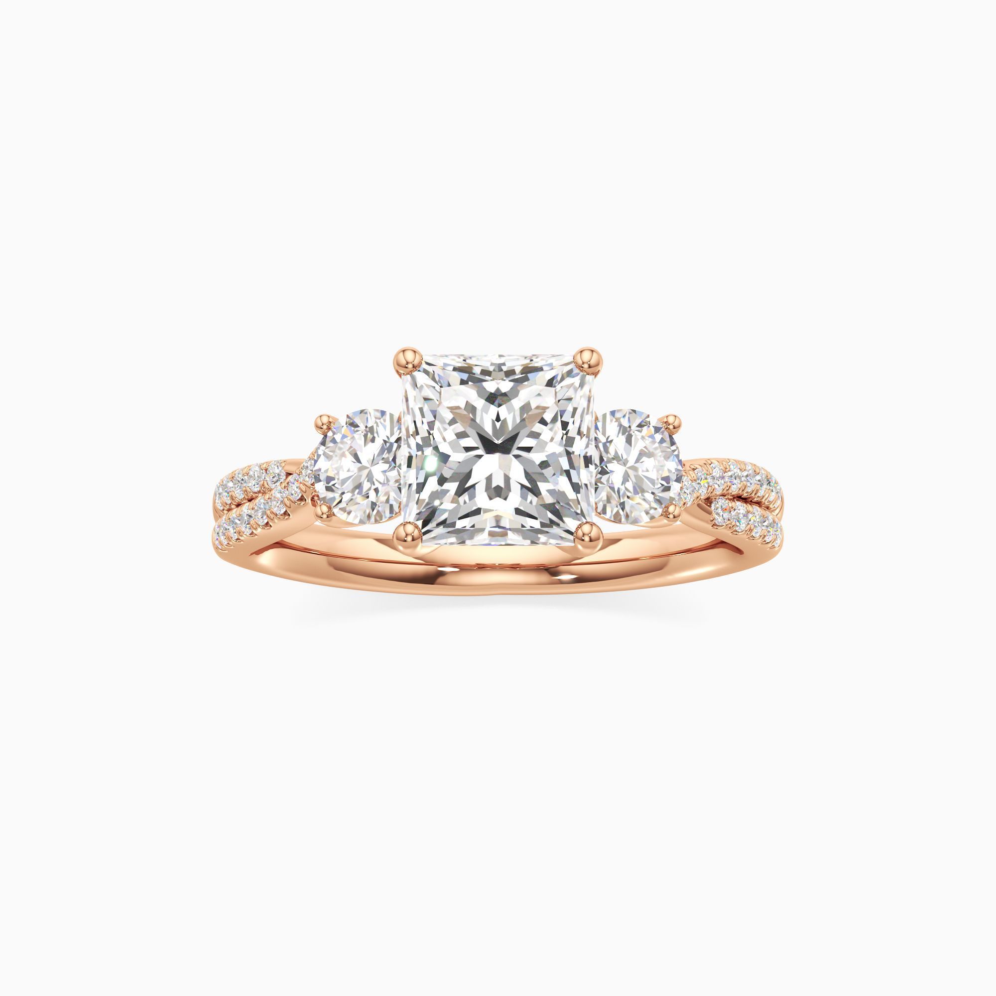 Paola Lab Grown Diamond Princess-Cut Engagement Ring - Through Finger view – Image 3 of 4
