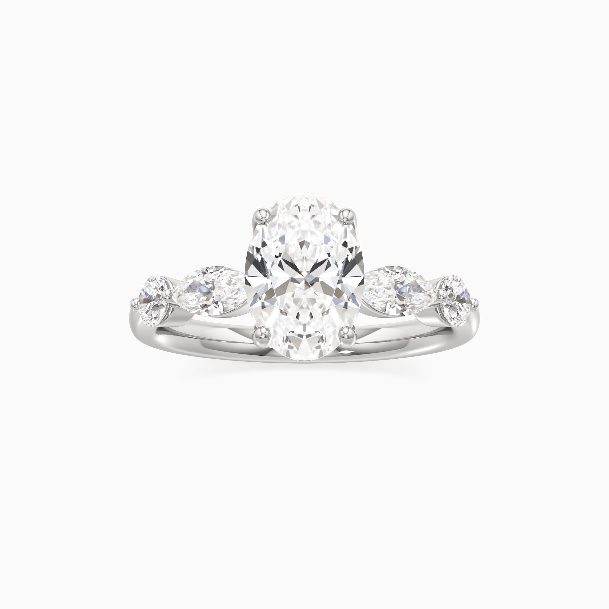 Calista Lab Grown Diamond Oval Engagement Ring - Through Finger view – Image 3 of 4