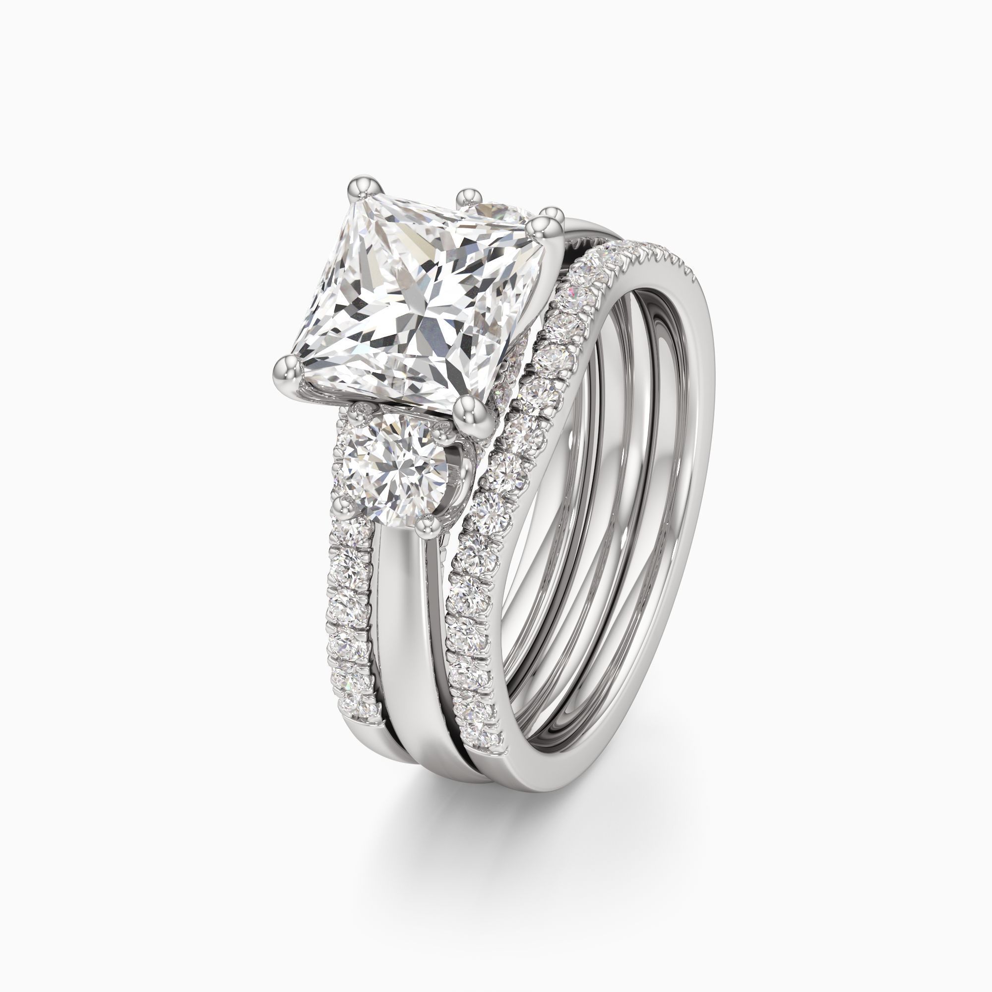 Bristol Lab Grown Diamond Princess-Cut Engagement Ring with Wedding Bands - Primary view – Image 1 of 4
