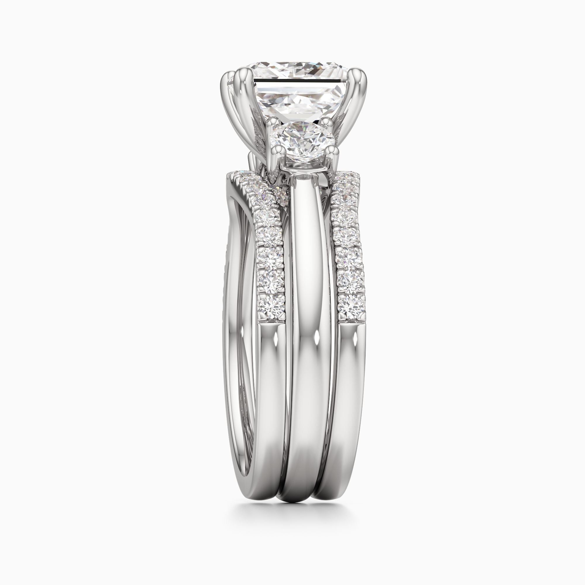 Bristol Lab Grown Diamond Princess-Cut Engagement Ring with Wedding Bands - Side view – Image 4 of 4