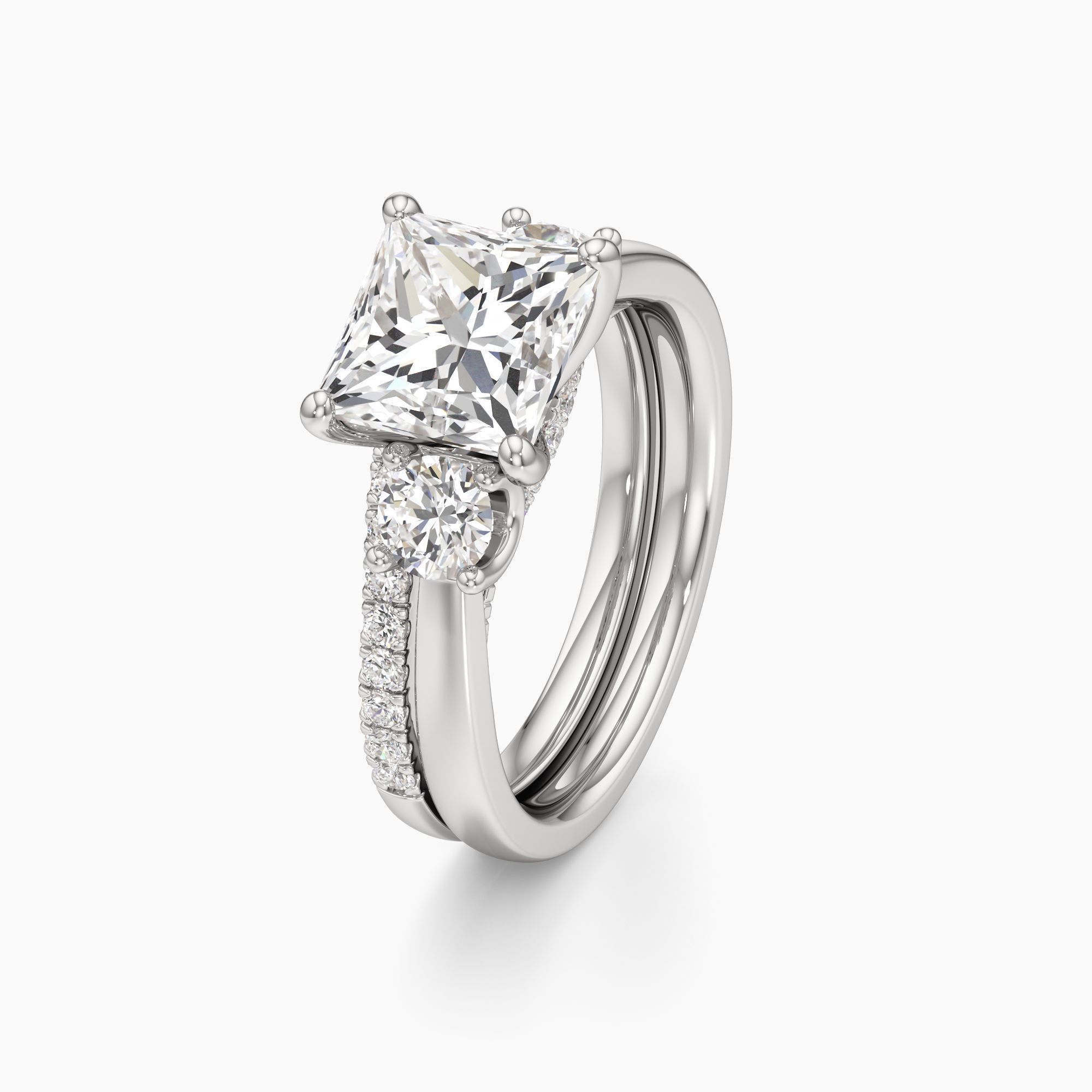 Bristol Lab Grown Diamond Princess-Cut Engagement Ring with Wedding Band - Primary view – Image 1 of 4