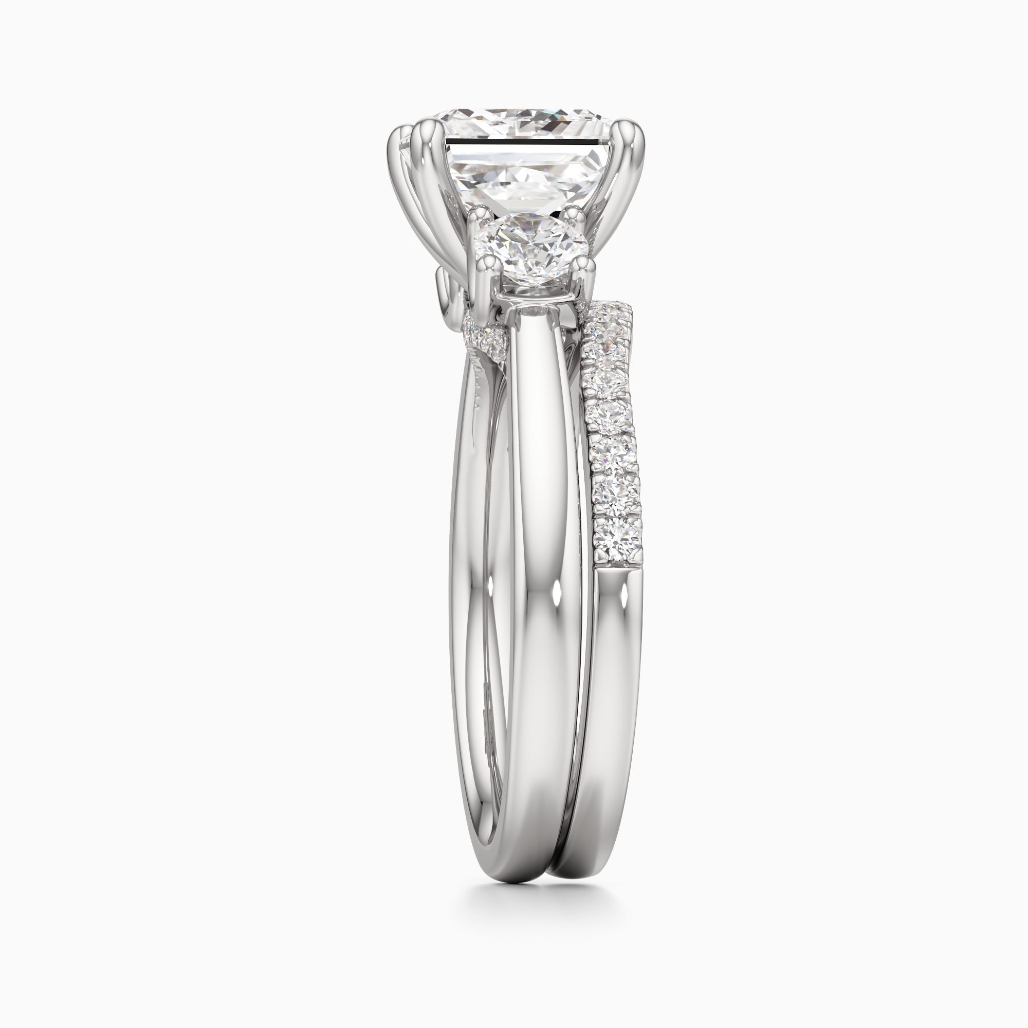 Bristol Lab Grown Diamond Princess-Cut Engagement Ring with Wedding Band - Side view – Image 4 of 4