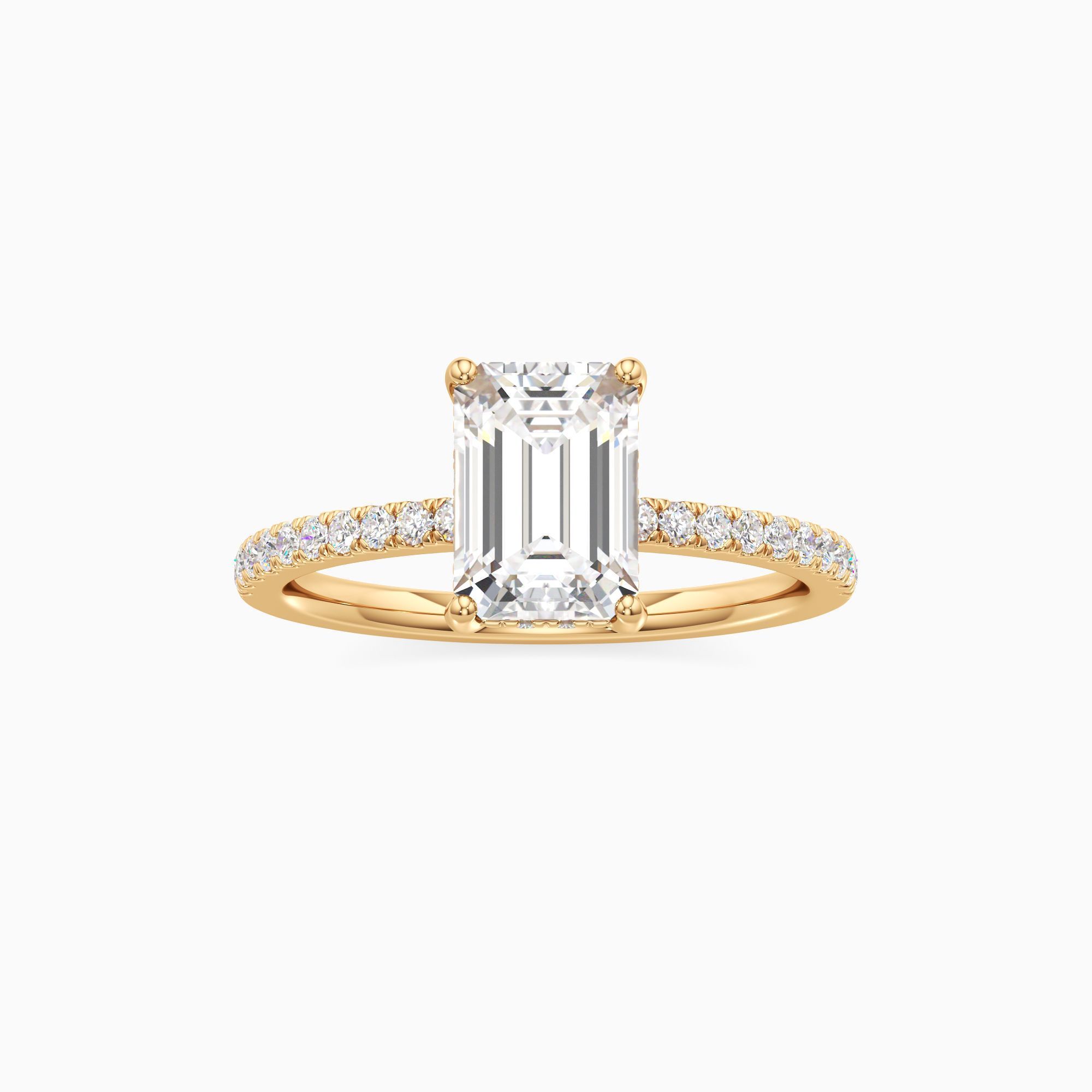 Christina Hidden Halo Lab Grown Diamond Emerald-Cut Engagement Ring - Through Finger view – Image 3 of 4