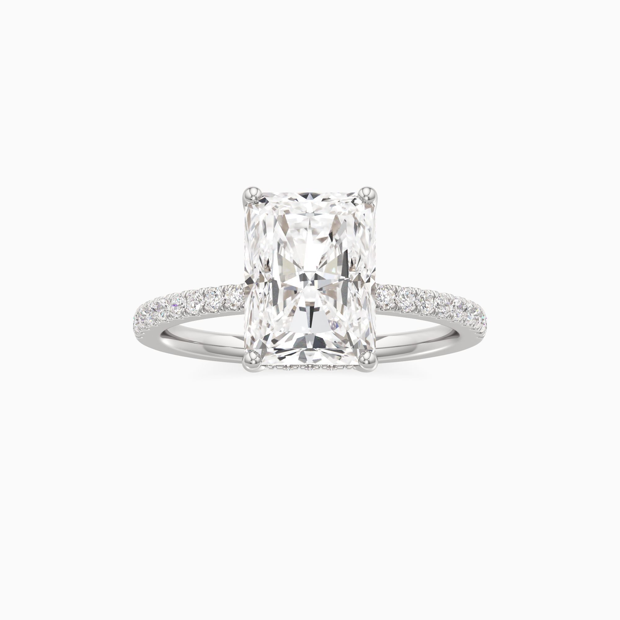 Christina Hidden Halo Lab Grown Diamond Radiant-Cut Engagement Ring - Through Finger view – Image 3 of 4