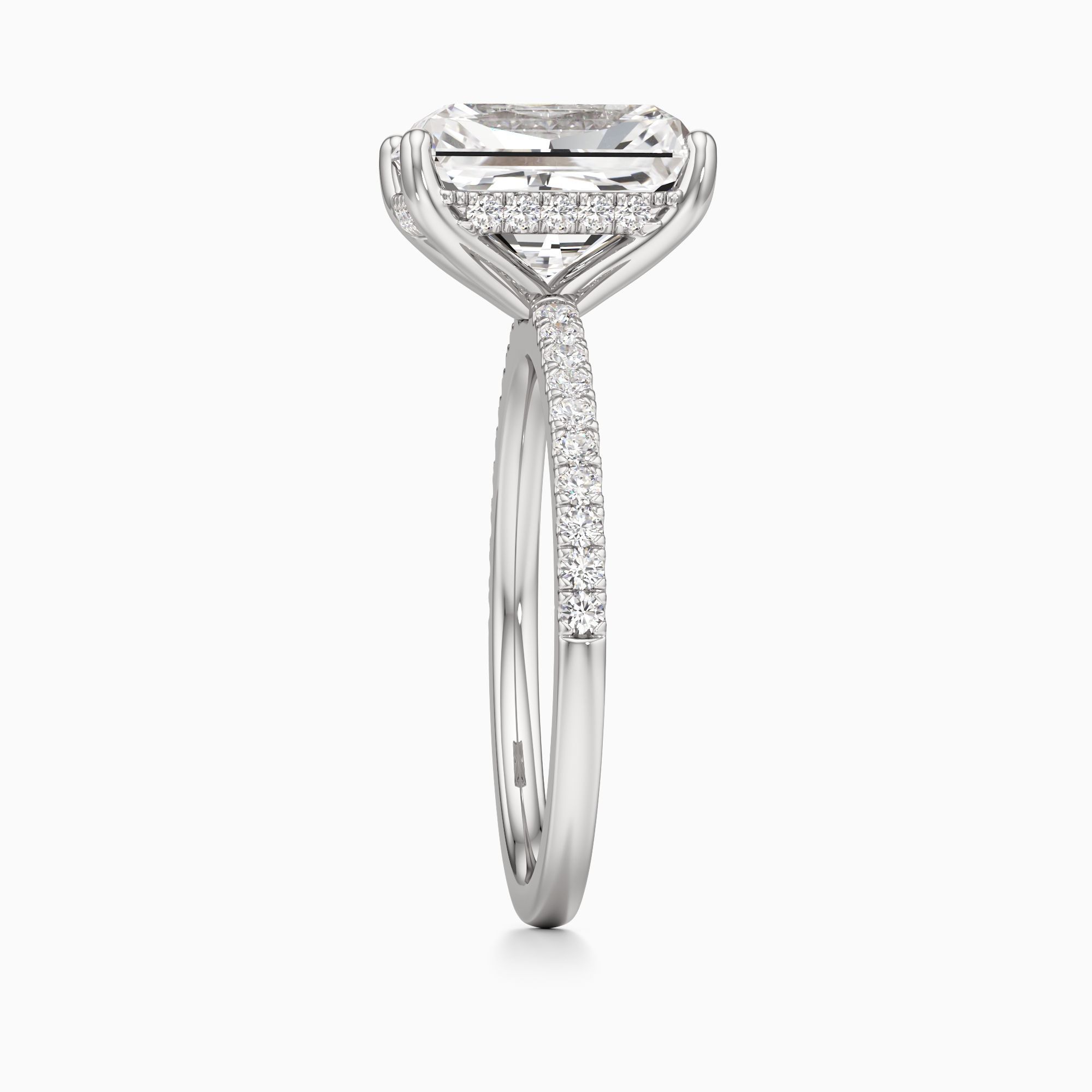Christina Hidden Halo Lab Grown Diamond Radiant-Cut Engagement Ring - Side view – Image 4 of 4