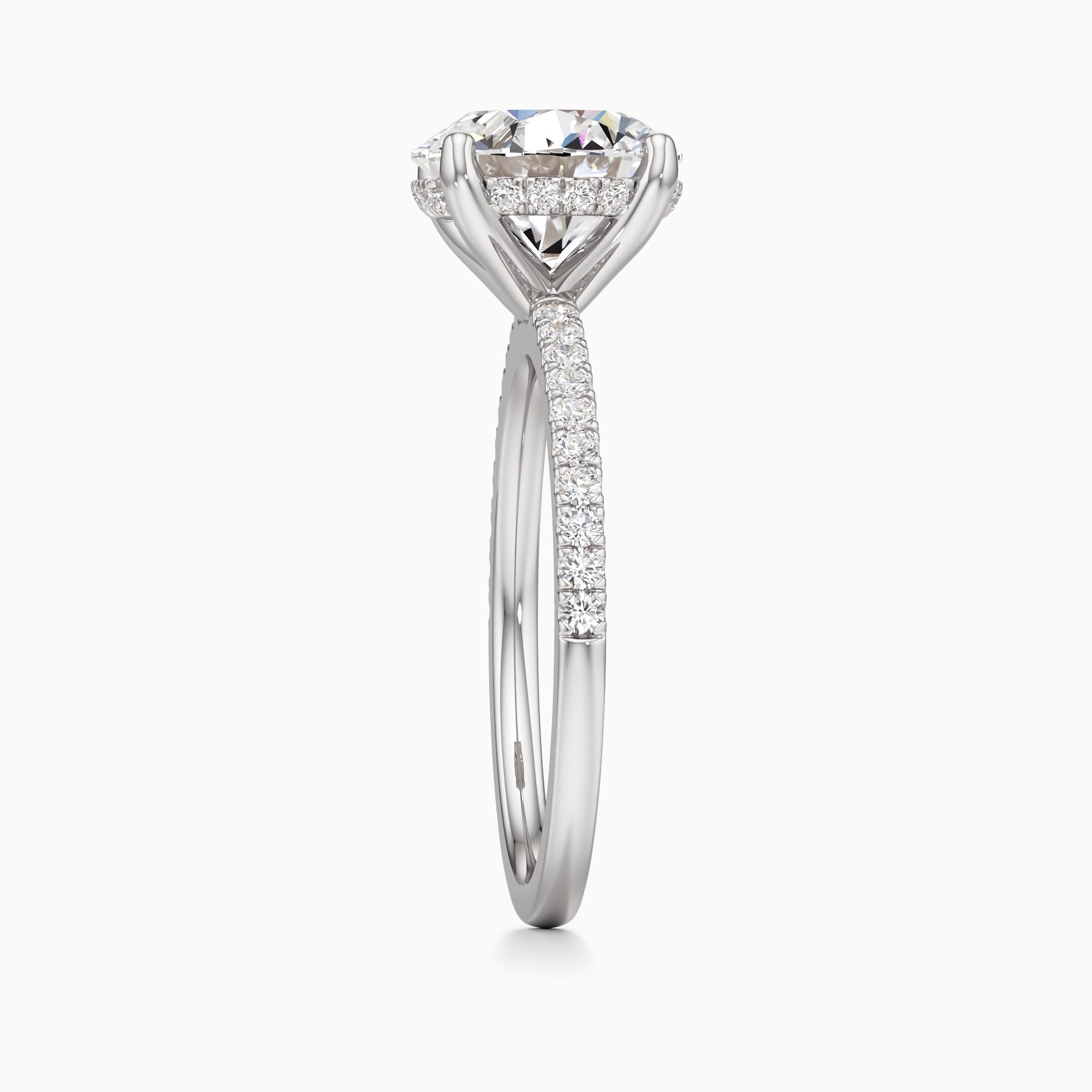 Christina Hidden Halo Lab Grown Diamond Round Engagement Ring - Side view – Image 4 of 4