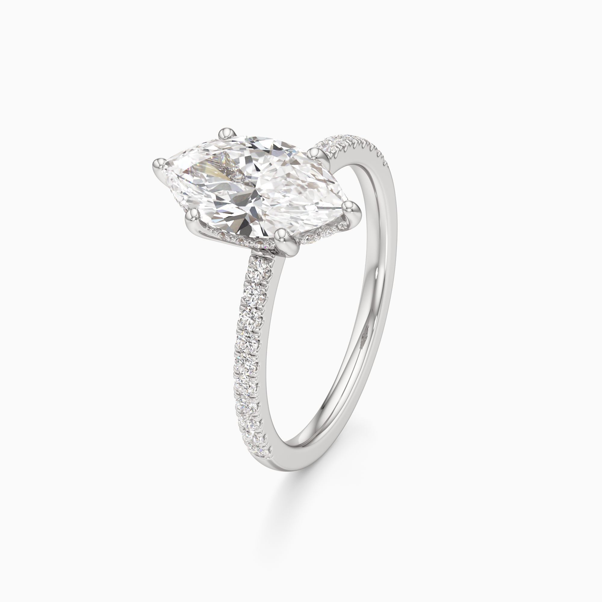 Christina 6 Prong Hidden Halo Lab Grown Diamond Marquise-Cut Engagement Ring - Primary view – Image 1 of 4
