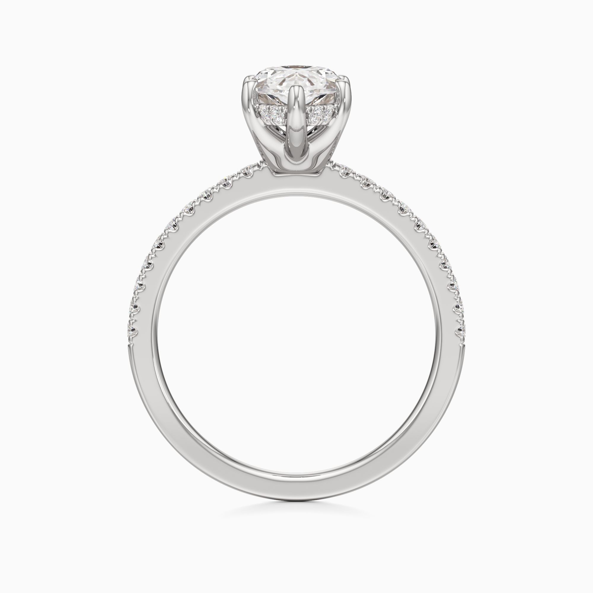 Christina 6 Prong Hidden Halo Lab Grown Diamond Marquise-Cut Engagement Ring - Top view – Image 2 of 4