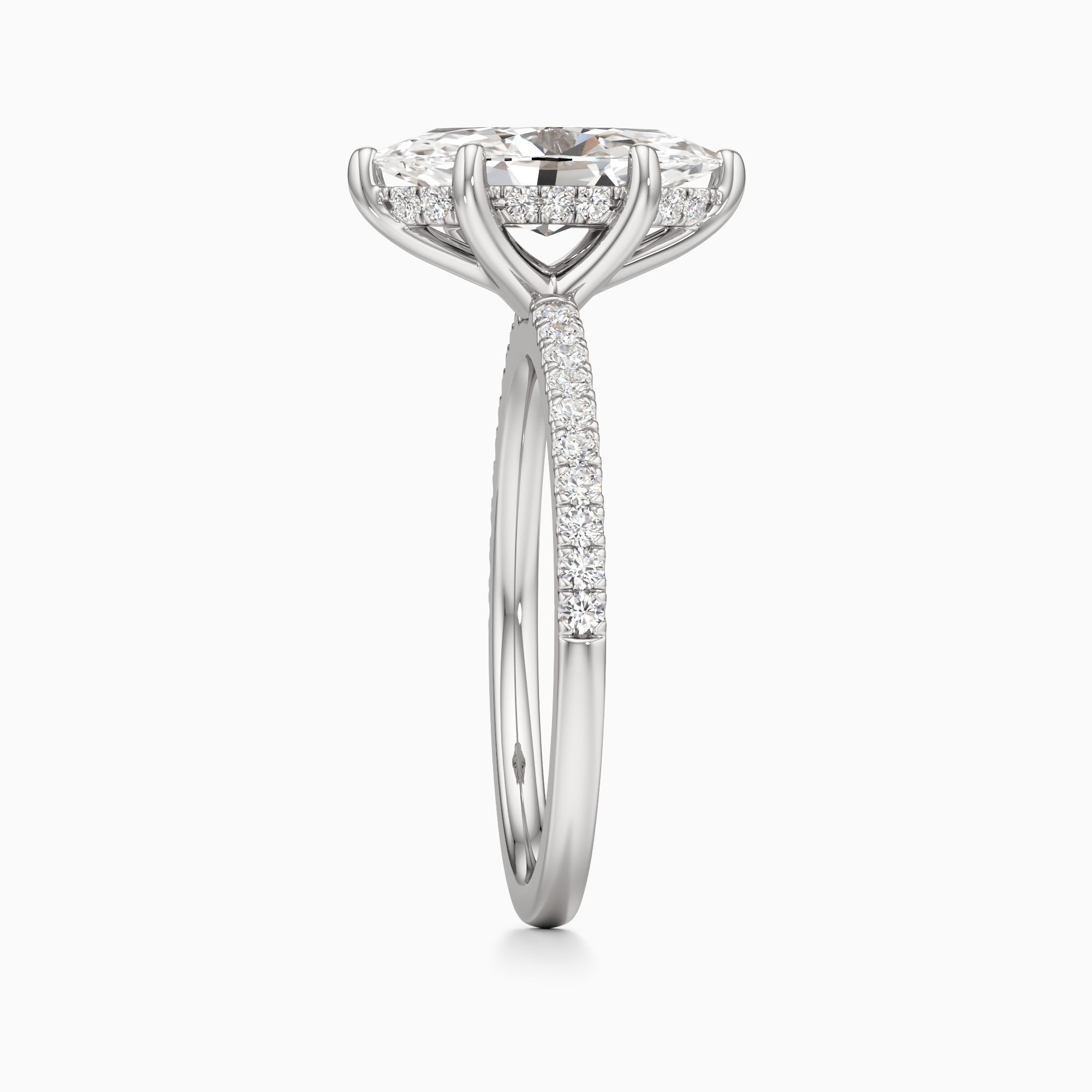 Christina 6 Prong Hidden Halo Lab Grown Diamond Marquise-Cut Engagement Ring - Side view – Image 4 of 4