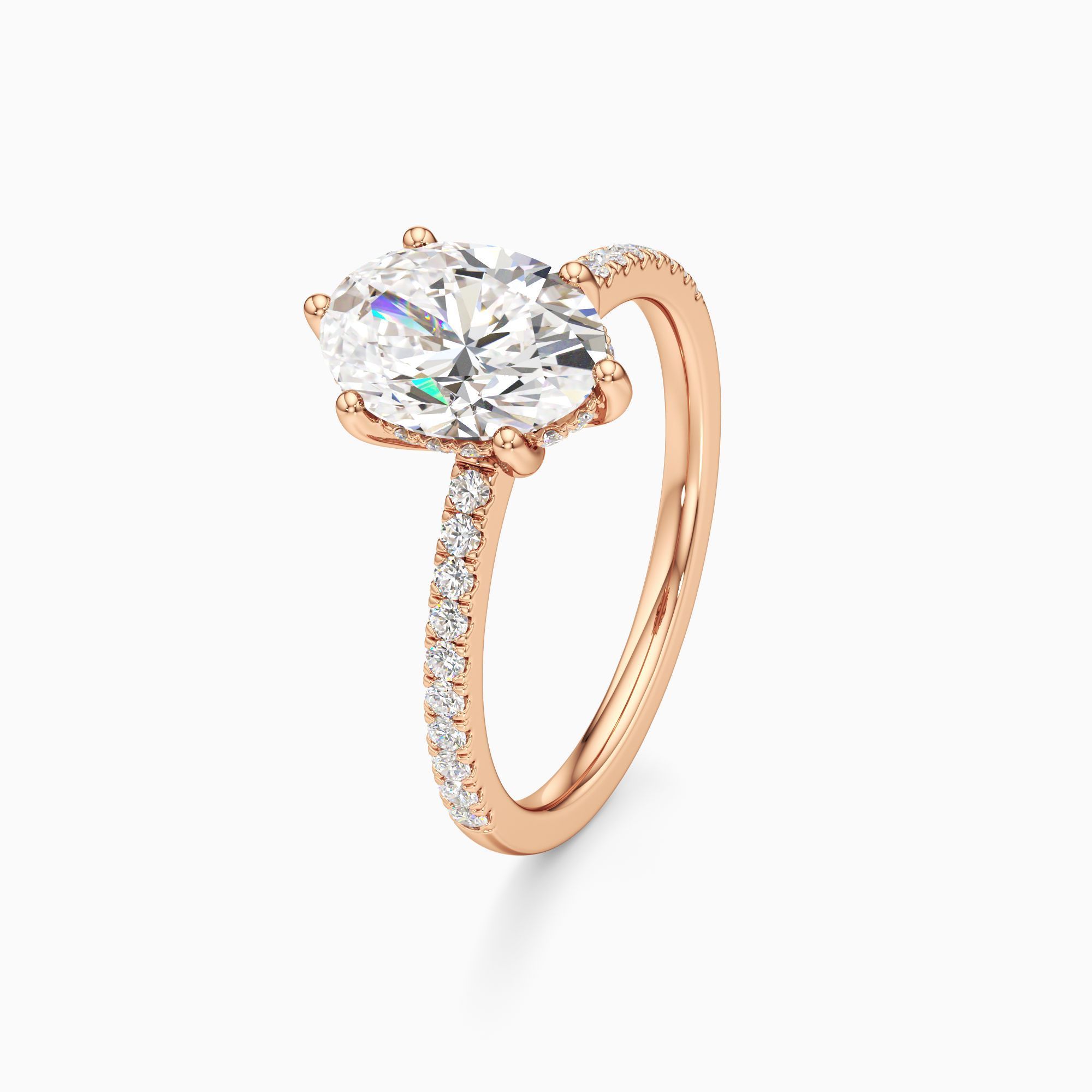 Christina 6 Prong Hidden Halo Lab Grown Diamond Oval Engagement Ring - Primary view – Image 1 of 4