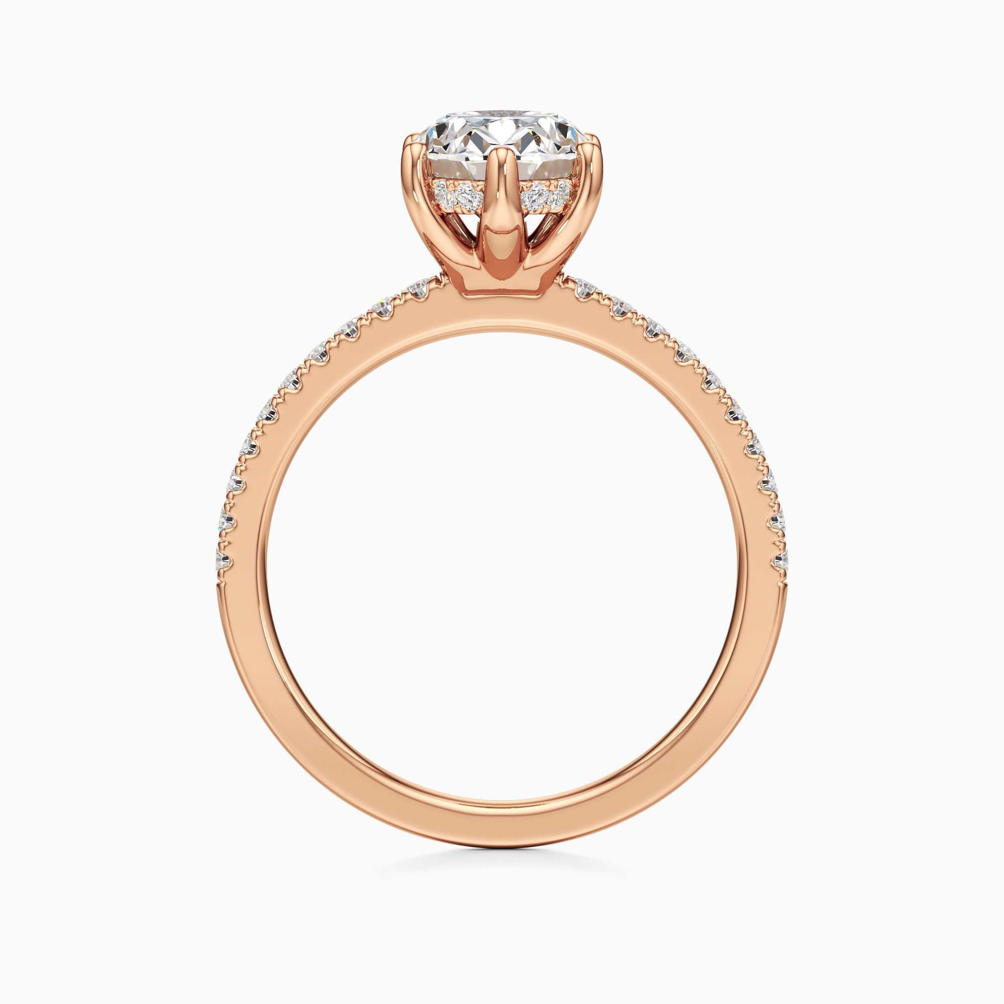 Christina 6 Prong Hidden Halo Lab Grown Diamond Oval Engagement Ring - Top view – Image 2 of 4