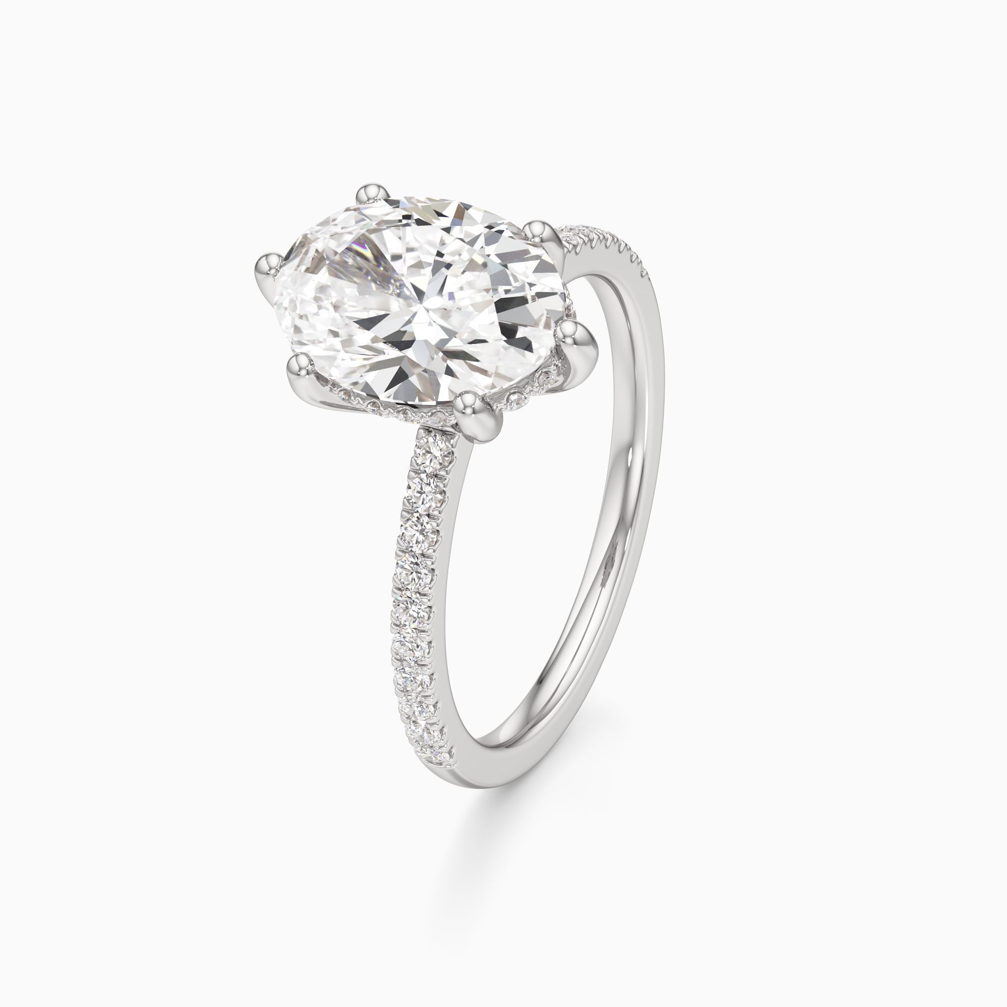 Christina 6 Prong Hidden Halo Lab Grown Diamond Oval Engagement Ring - Primary view – Image 1 of 4