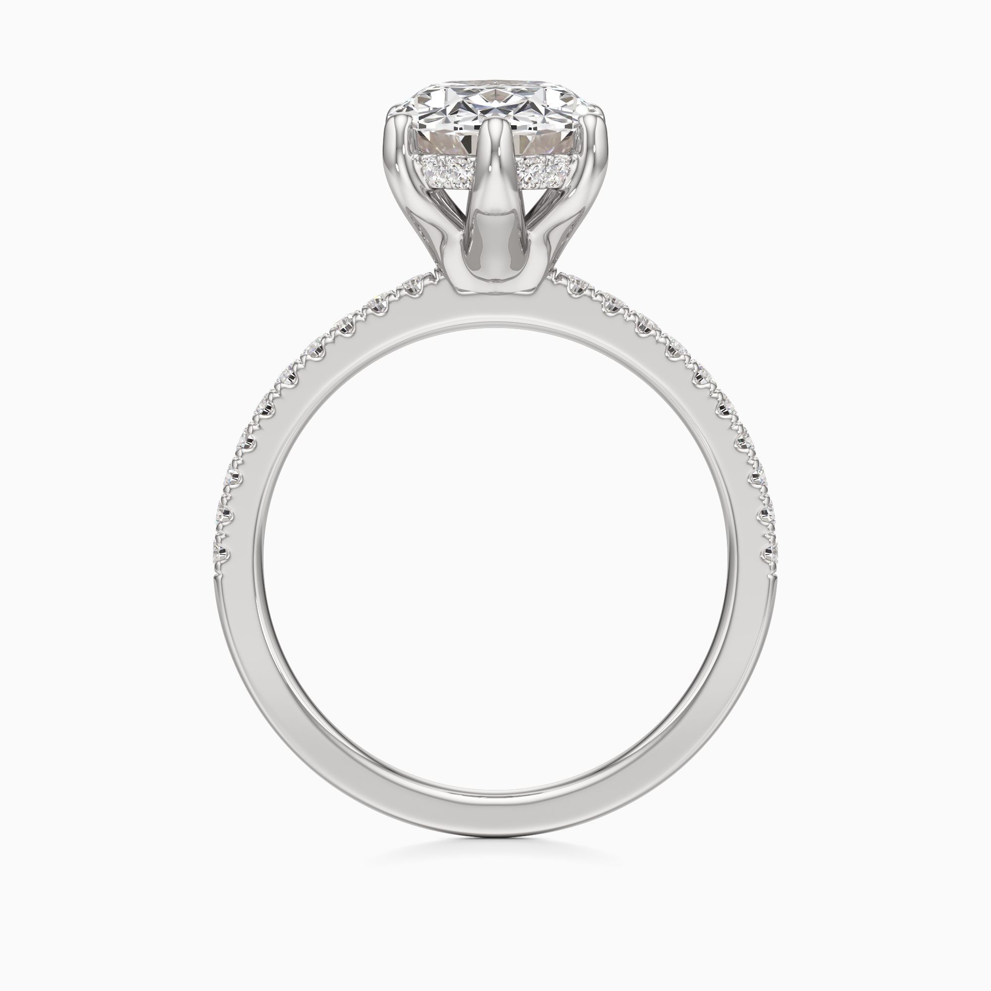 Christina 6 Prong Hidden Halo Lab Grown Diamond Oval Engagement Ring - Top view – Image 2 of 4