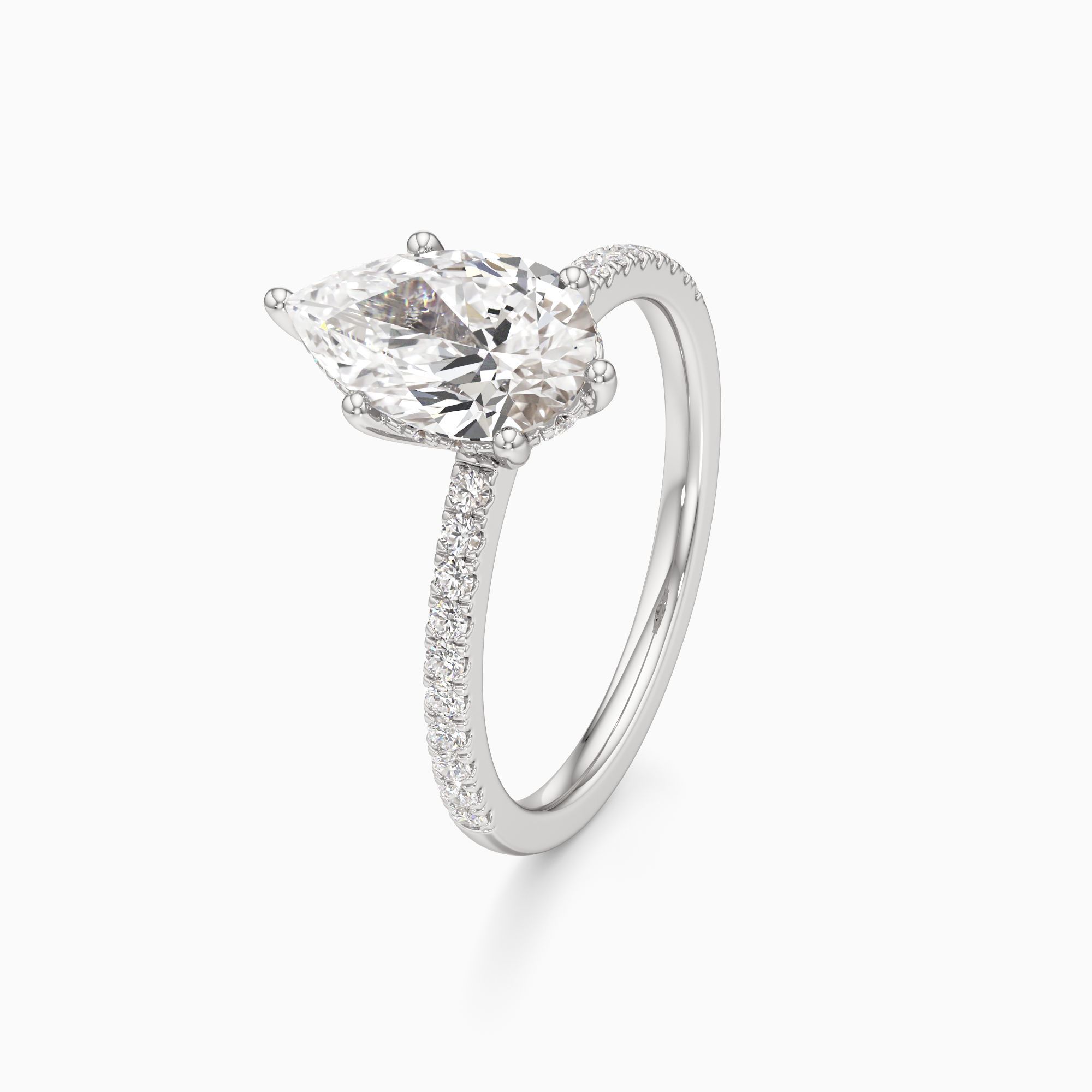 Christina 6 Prong Hidden Halo Lab Grown Diamond Pear-Shaped Engagement Ring - Primary view – Image 1 of 4