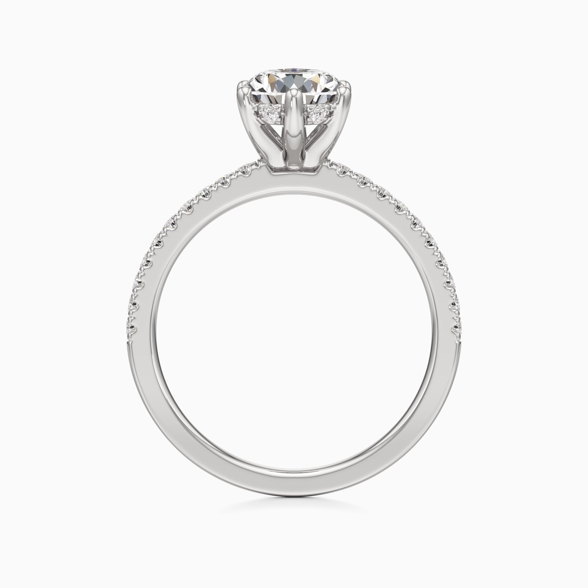 Christina 6 Prong Hidden Halo Lab Grown Diamond Pear-Shaped Engagement Ring - Top view – Image 2 of 4