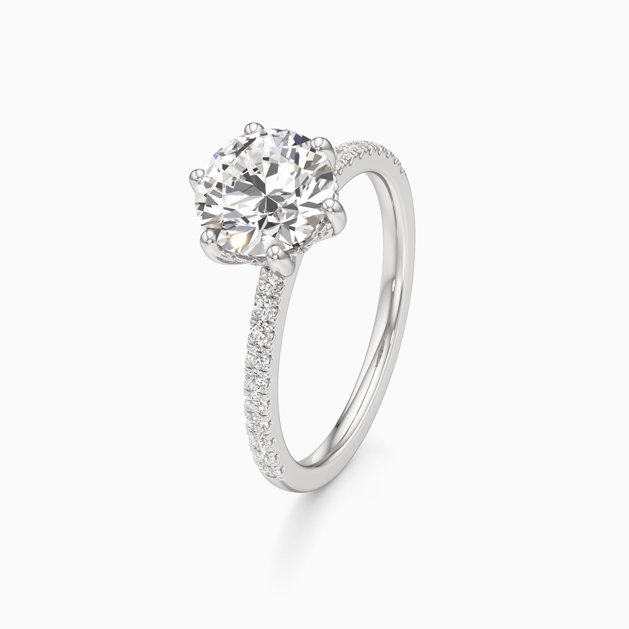Christina 6 Prong Hidden Halo Natural Diamond Round Engagement Ring - Primary view – Image 1 of 4