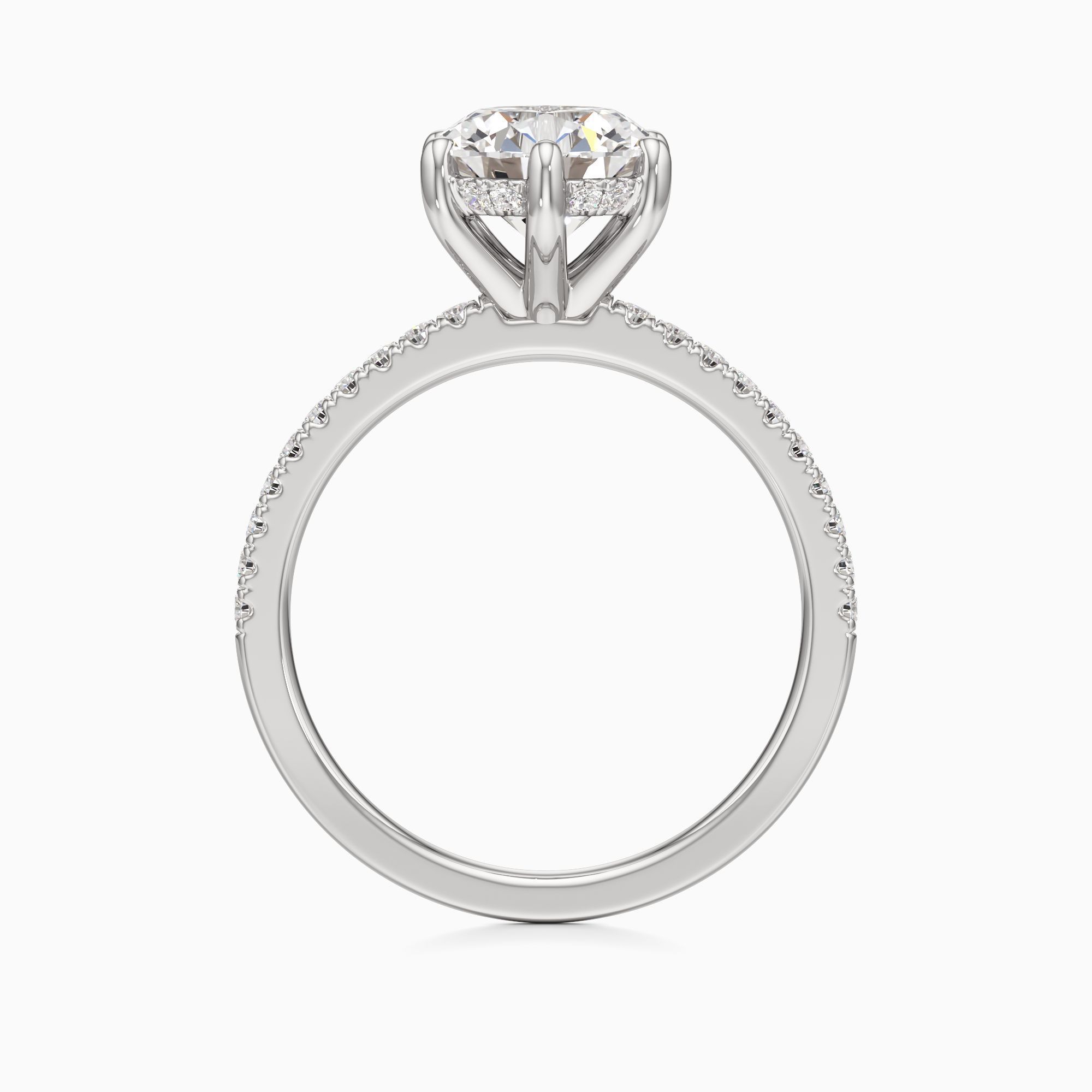 Christina 6 Prong Hidden Halo Natural Diamond Round Engagement Ring - Top view – Image 2 of 4