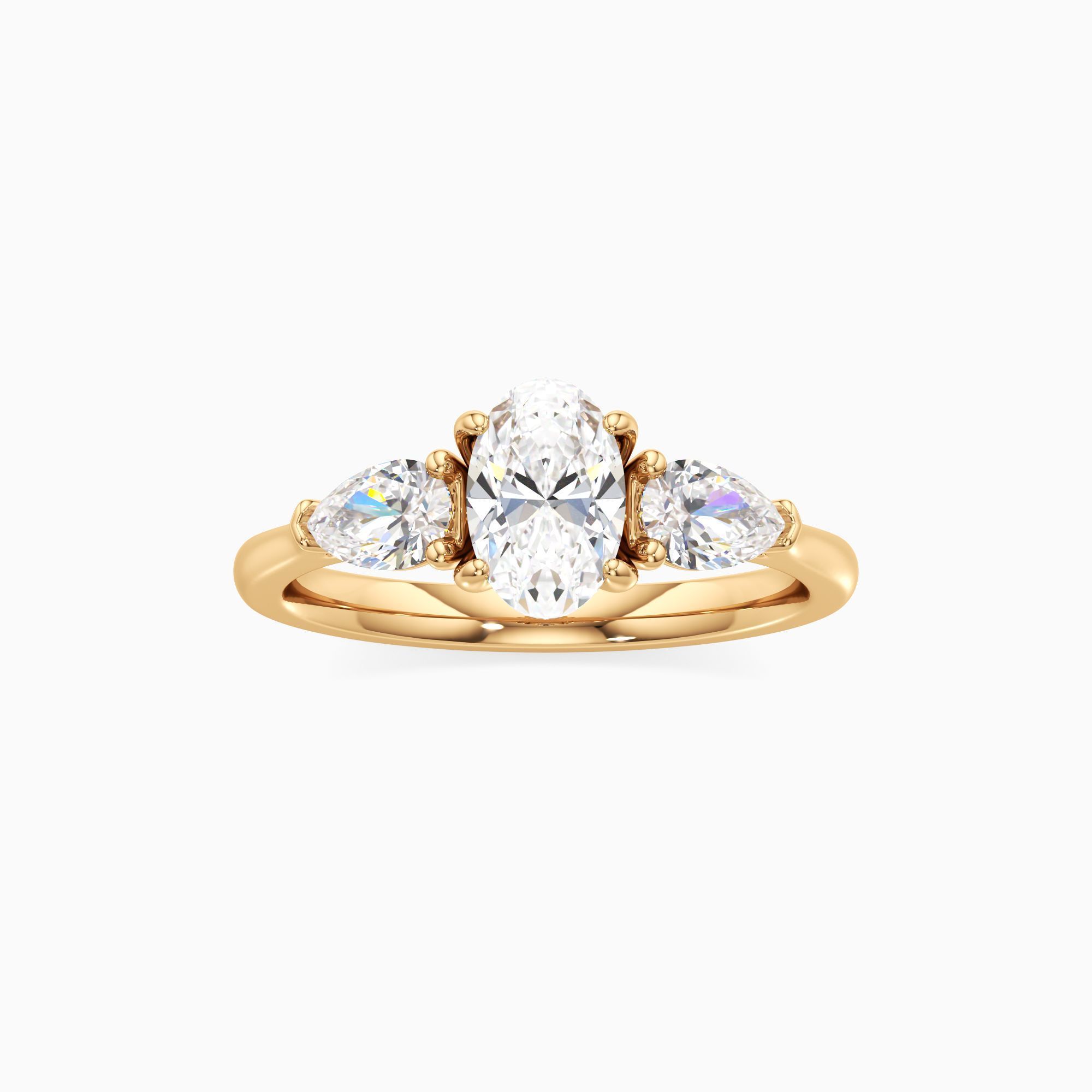 Adelina Lab Grown Diamond Oval Engagement Ring - Through Finger view – Image 3 of 4