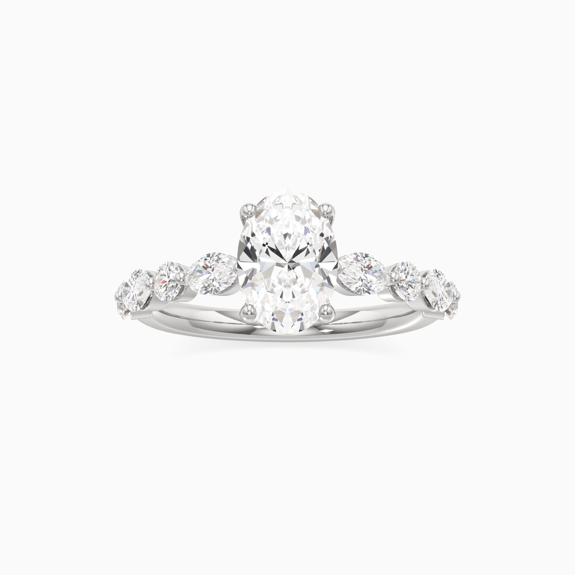 Lila Lab Grown Diamond Oval Engagement Ring - Through Finger view – Image 3 of 4