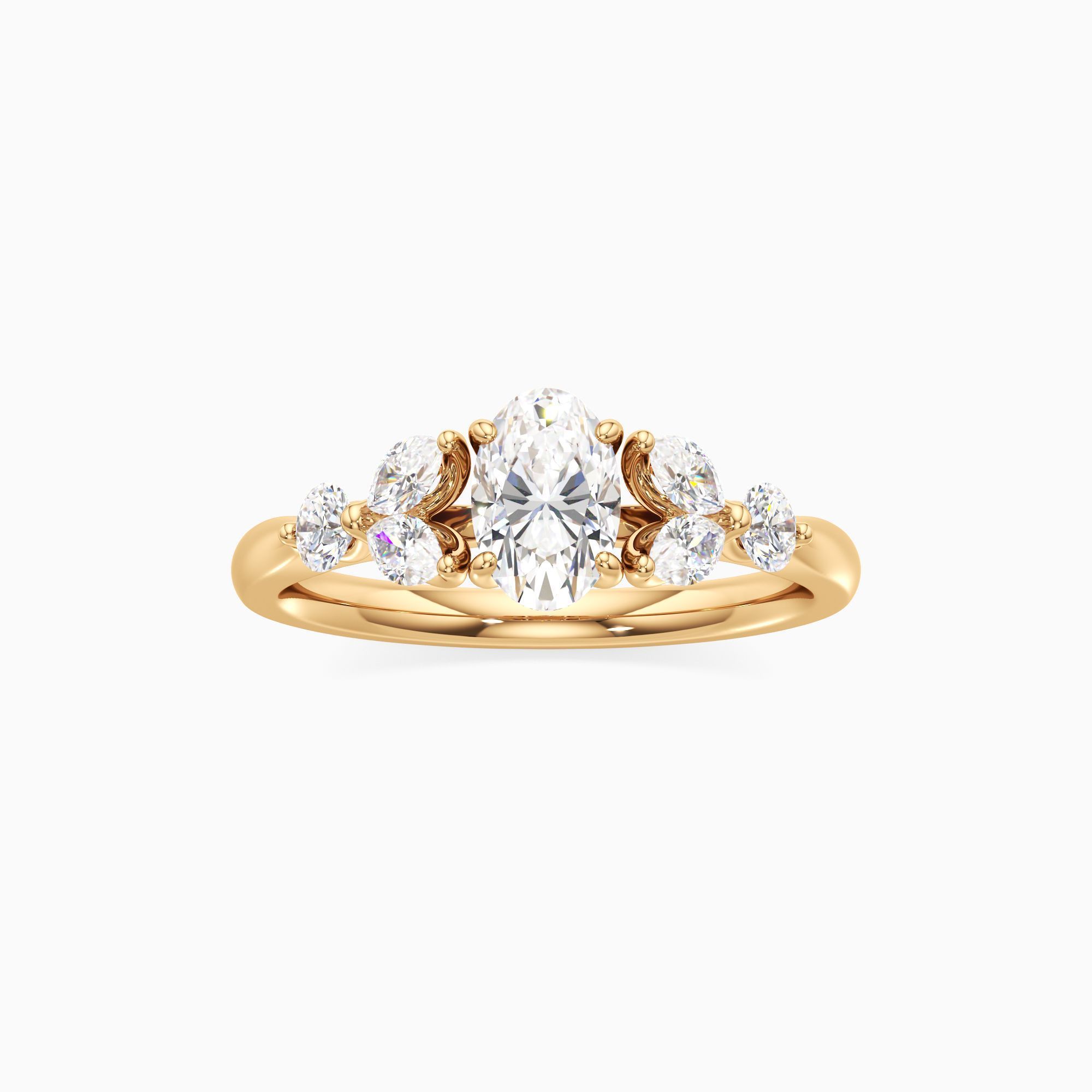 Viola Lab Grown Diamond Oval Engagement Ring - Through Finger view – Image 3 of 4